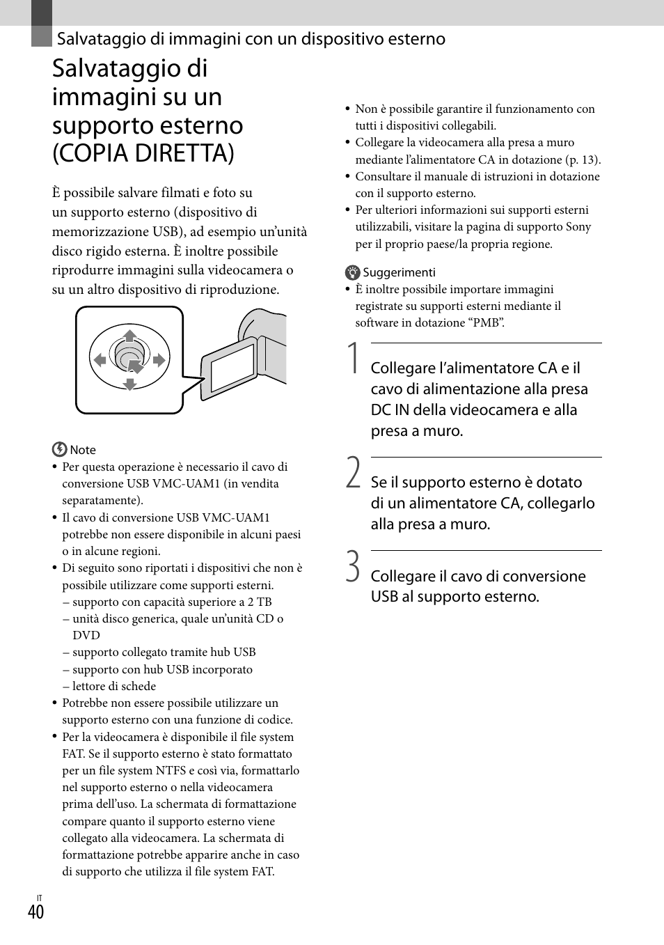 Salvataggio di immagini con un dispositivo esterno | Sony DCR-SX15E User Manual | Page 252 / 283