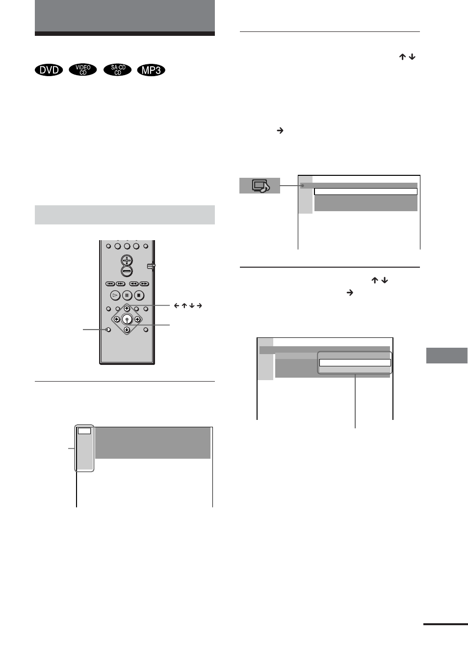 Använda setup-displayen, Inställningar oc h justeringar, Använda inställningsdisplayen | Sony DAV-DS1000 User Manual | Page 155 / 344