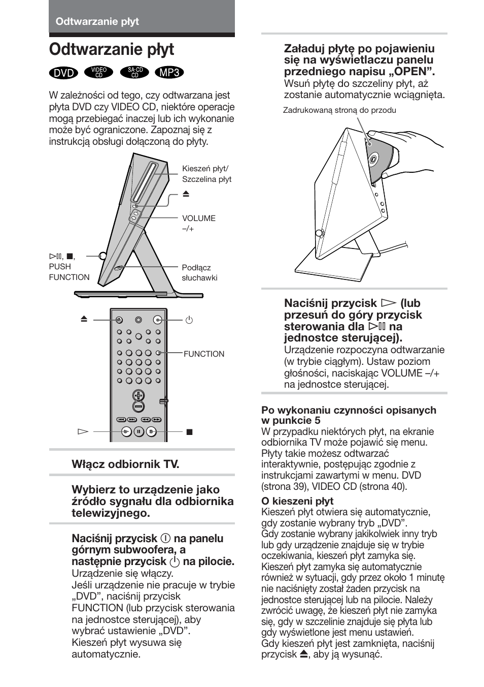 Odtwarzanie płyt | Sony DAV-DS1000 User Manual | Page 294 / 344
