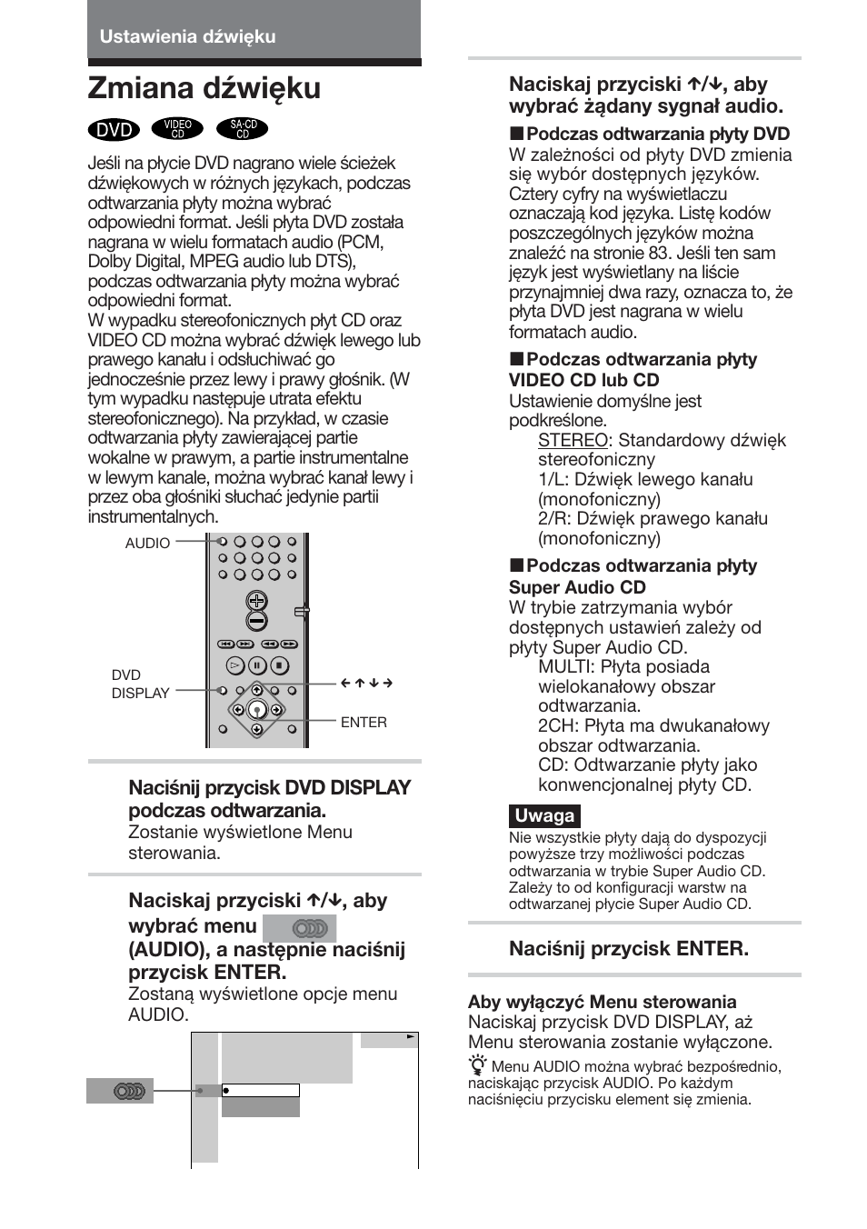 Zmiana dźwięku | Sony DAV-DS1000 User Manual | Page 308 / 344