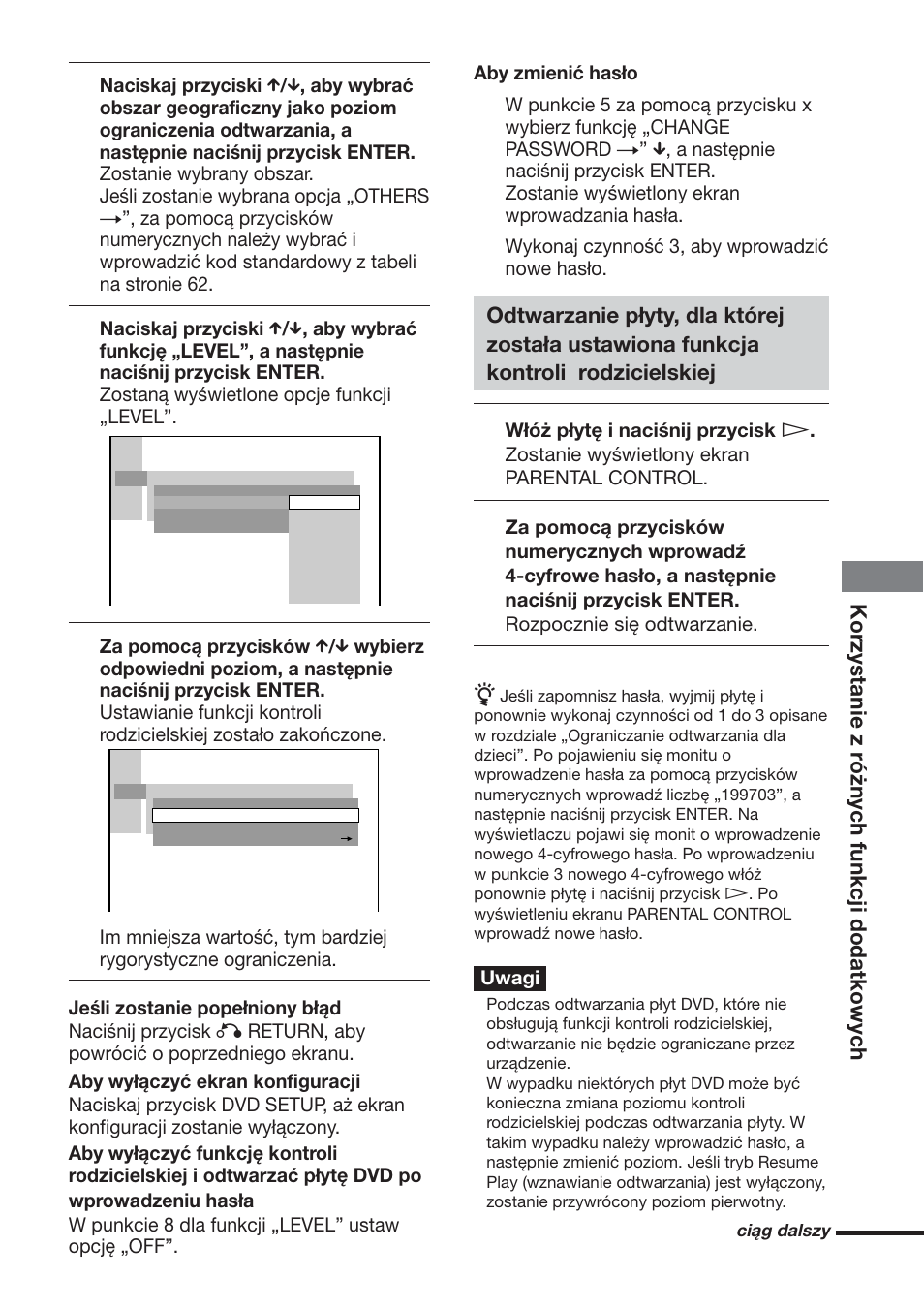 Korzystanie z różnych funkcji dodatkowych | Sony DAV-DS1000 User Manual | Page 319 / 344
