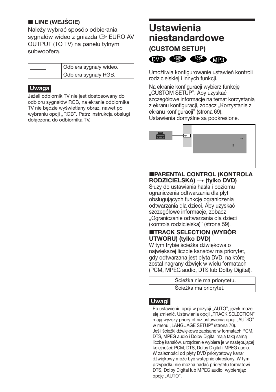 Ustawienia niestandardowe, Custom setup) | Sony DAV-DS1000 User Manual | Page 330 / 344