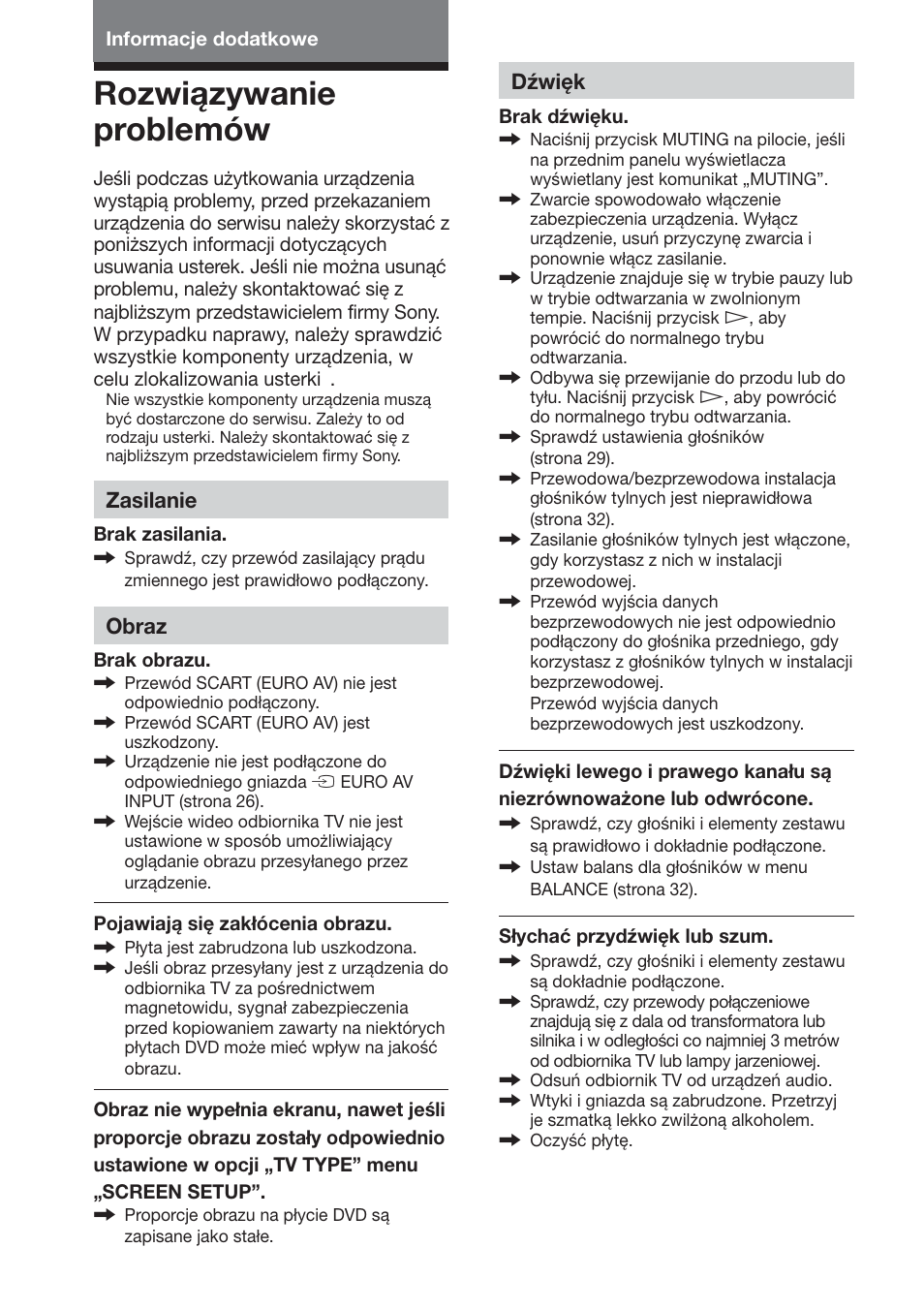 Rozwiązywanie problemów | Sony DAV-DS1000 User Manual | Page 332 / 344