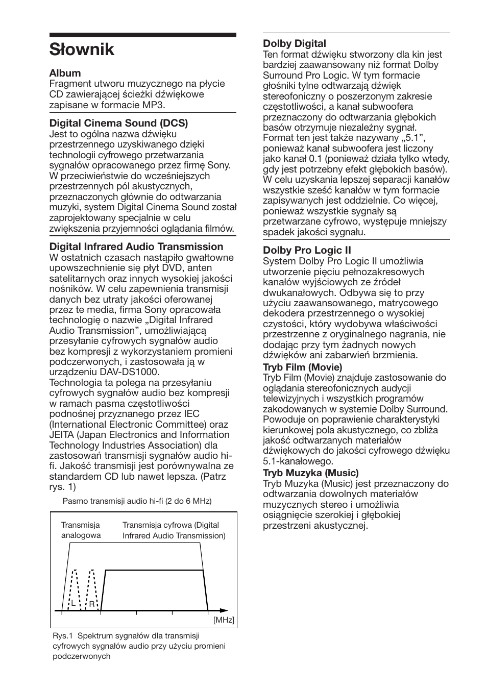 Słownik | Sony DAV-DS1000 User Manual | Page 336 / 344