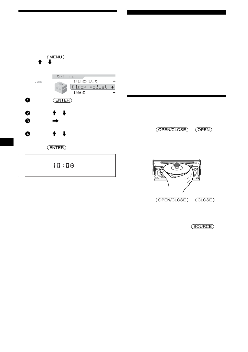 Impostazione dell’orologio, Lettore cd unità cd/md (opzionale), Riproduzione di un disco | 10 impostazione dell’orologio | Sony CDX-M850MP User Manual | Page 116 / 178