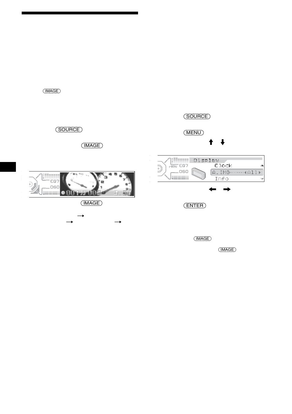 Selezione del modo display e dell’immagine, Del display | Sony CDX-M850MP User Manual | Page 134 / 178