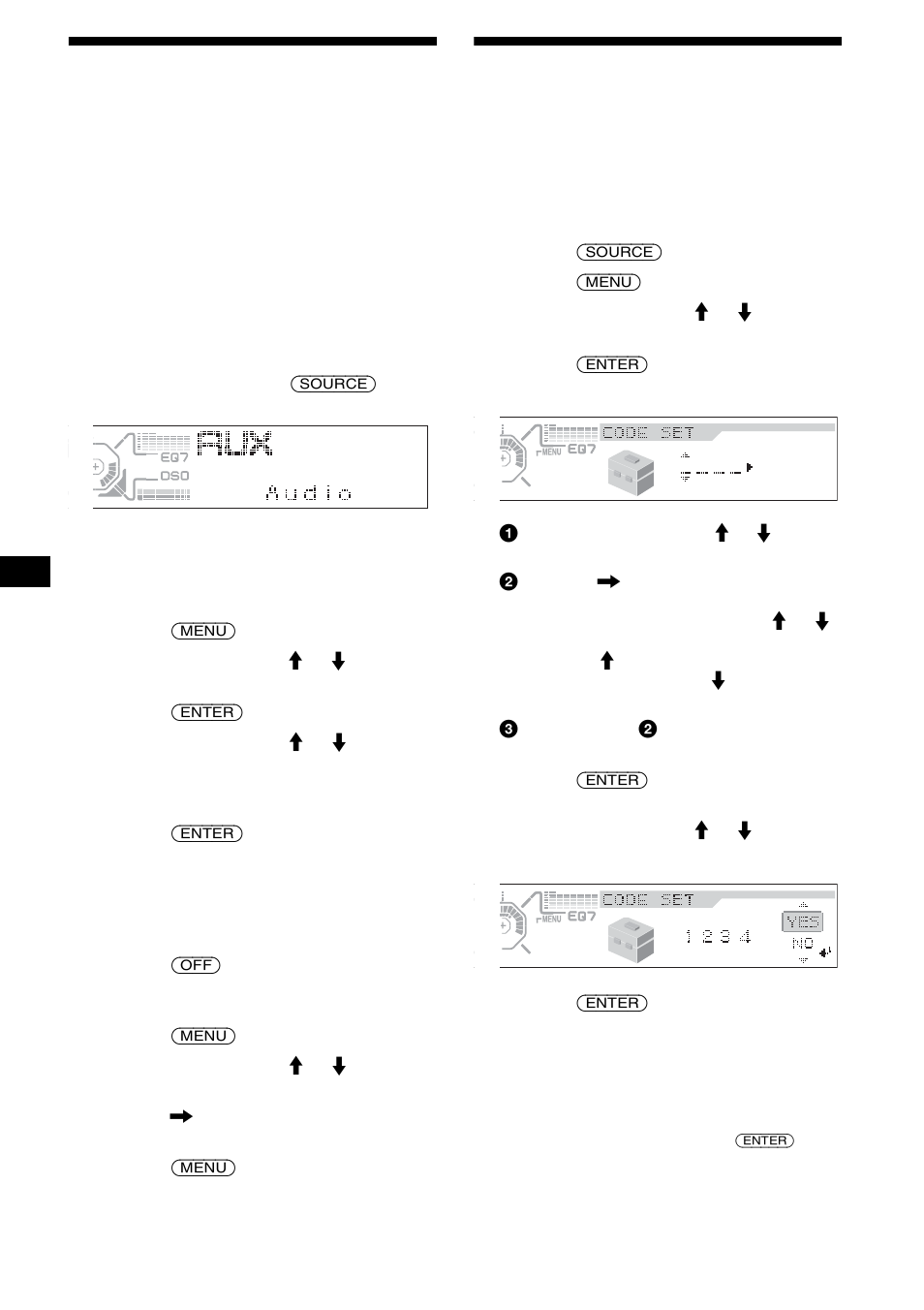 Extra audio-apparatuur aansluiten, Beveiligingscode instellen, 28 extra audio-apparatuur aansluiten | Sony CDX-M850MP User Manual | Page 170 / 178