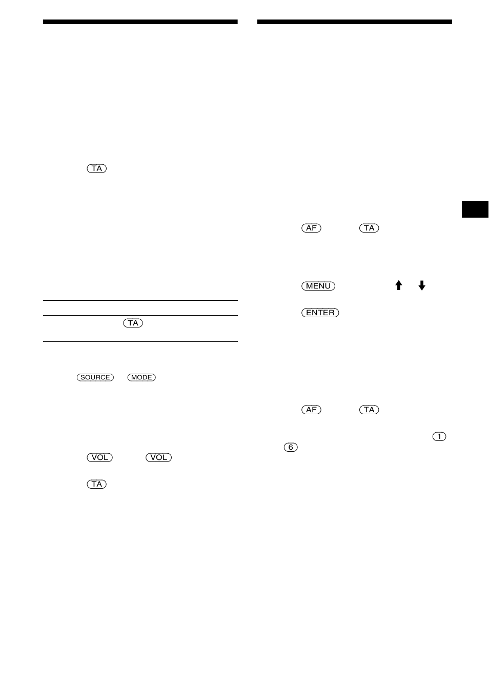 Receiving traffic announcements, Ta/tp, Presetting rds stations with af and ta setting | Presetting rds stations with, Af and ta setting, 19 receiving traffic announcements | Sony CDX-M850MP User Manual | Page 19 / 178