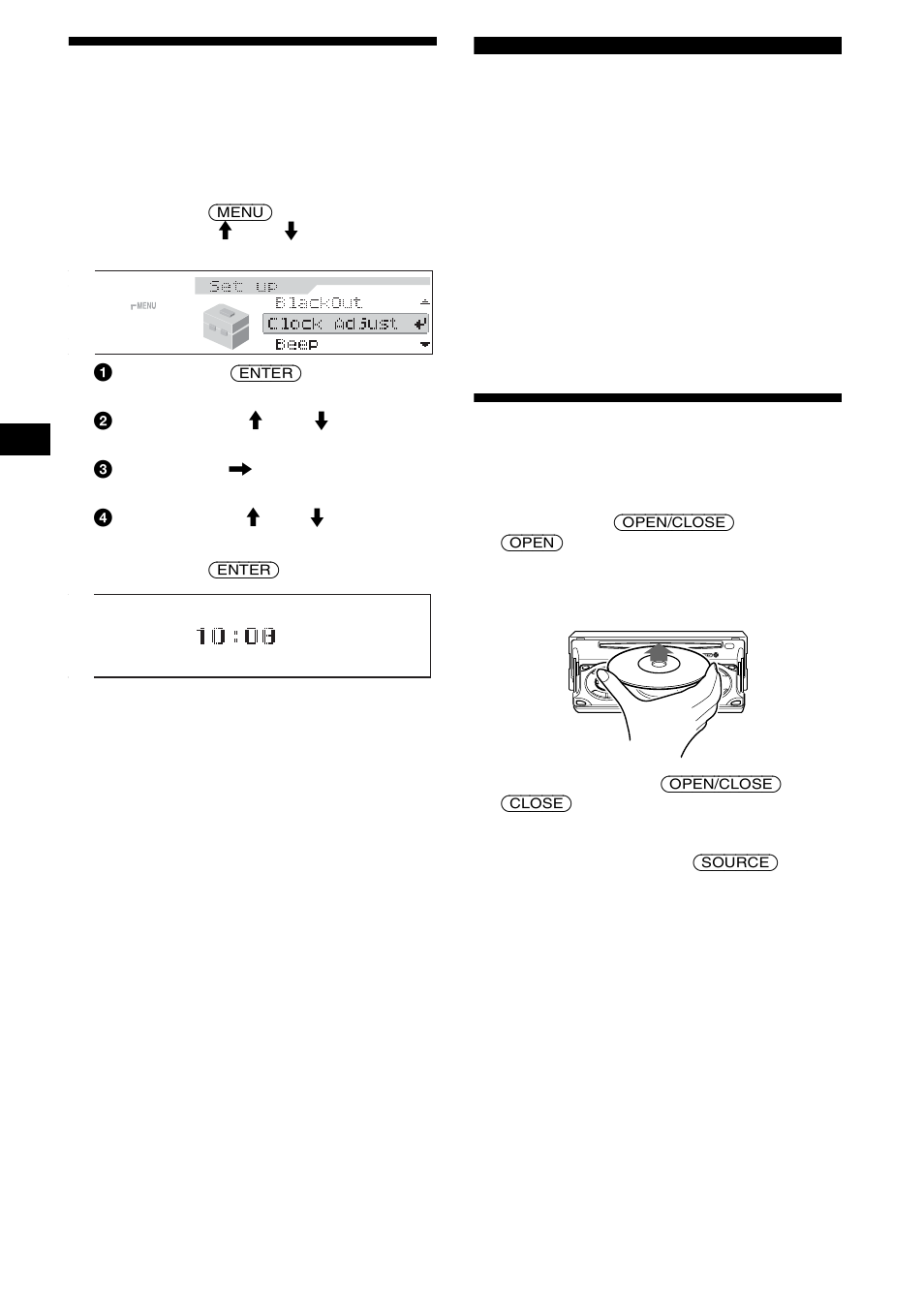 Einstellen der uhr, Cd-player cd/md-gerät (gesondert erhältlich), Wiedergeben einer cd | 10 einstellen der uhr | Sony CDX-M850MP User Manual | Page 44 / 178