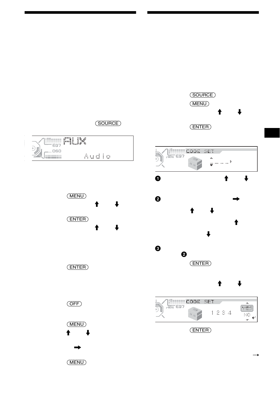 Anschließen zusätzlicher audiogeräte, Einstellen des sicherheitscodes, Seite 29) | Seite 29, 29 anschließen zusätzlicher audiogeräte | Sony CDX-M850MP User Manual | Page 63 / 178