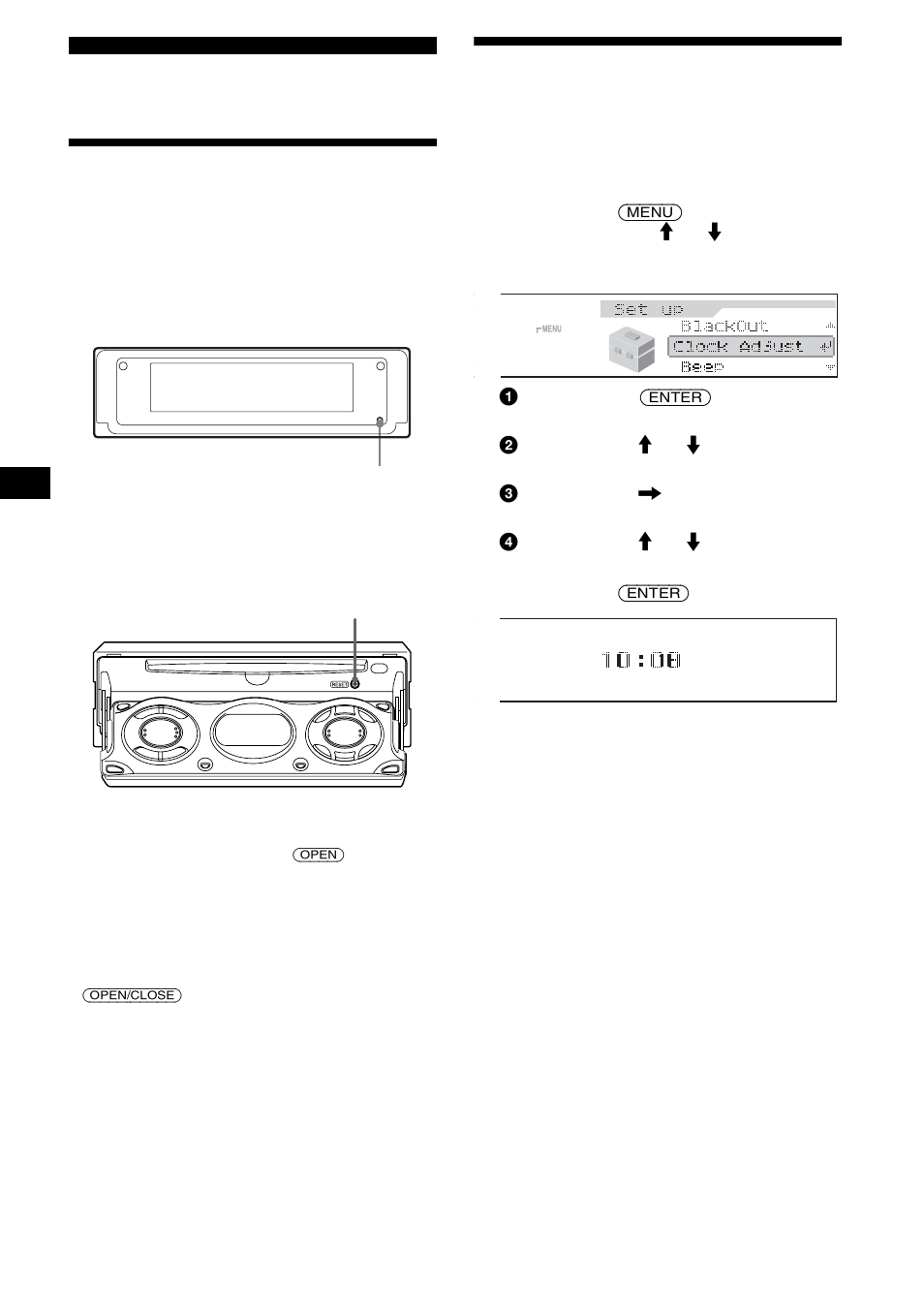 Préparation, Réinitialisation de l’appareil, Réglage de l’horloge | Sony CDX-M850MP User Manual | Page 80 / 178