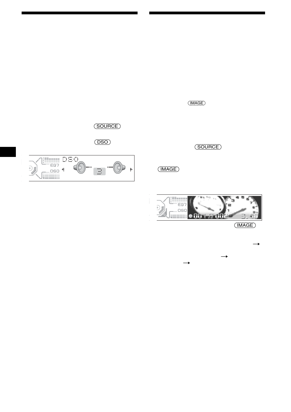 Réglage du répartiteur dynamique du son émis (dso), Sélection du mode et de l’image d’affichage, Réglage du répartiteur dynamique du son | Émis (dso), Sélection du mode et de l’image, D’affichage | Sony CDX-M850MP User Manual | Page 98 / 178