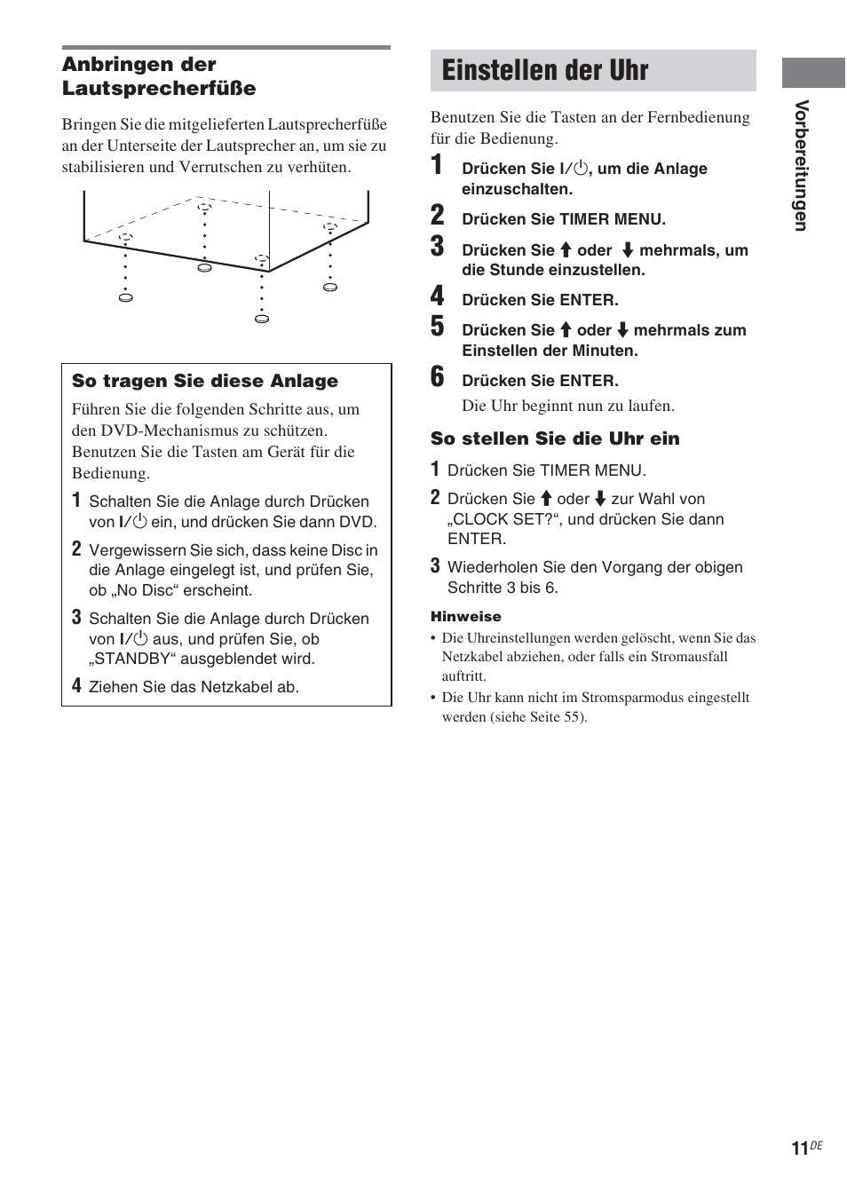 Einstellen der uhr | Sony CMT-WS2D User Manual | Page 11 / 244