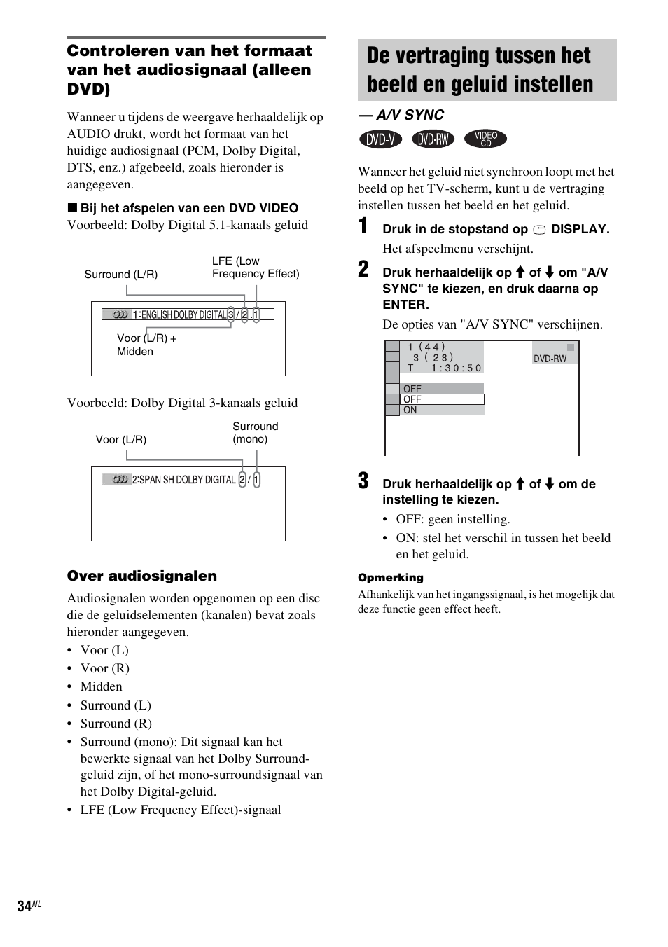 De vertraging tussen het beeld en geluid instellen, A/v sync, De vertraging tussen het beeld en geluid | Instellen — a/v sync | Sony CMT-WS2D User Manual | Page 116 / 244
