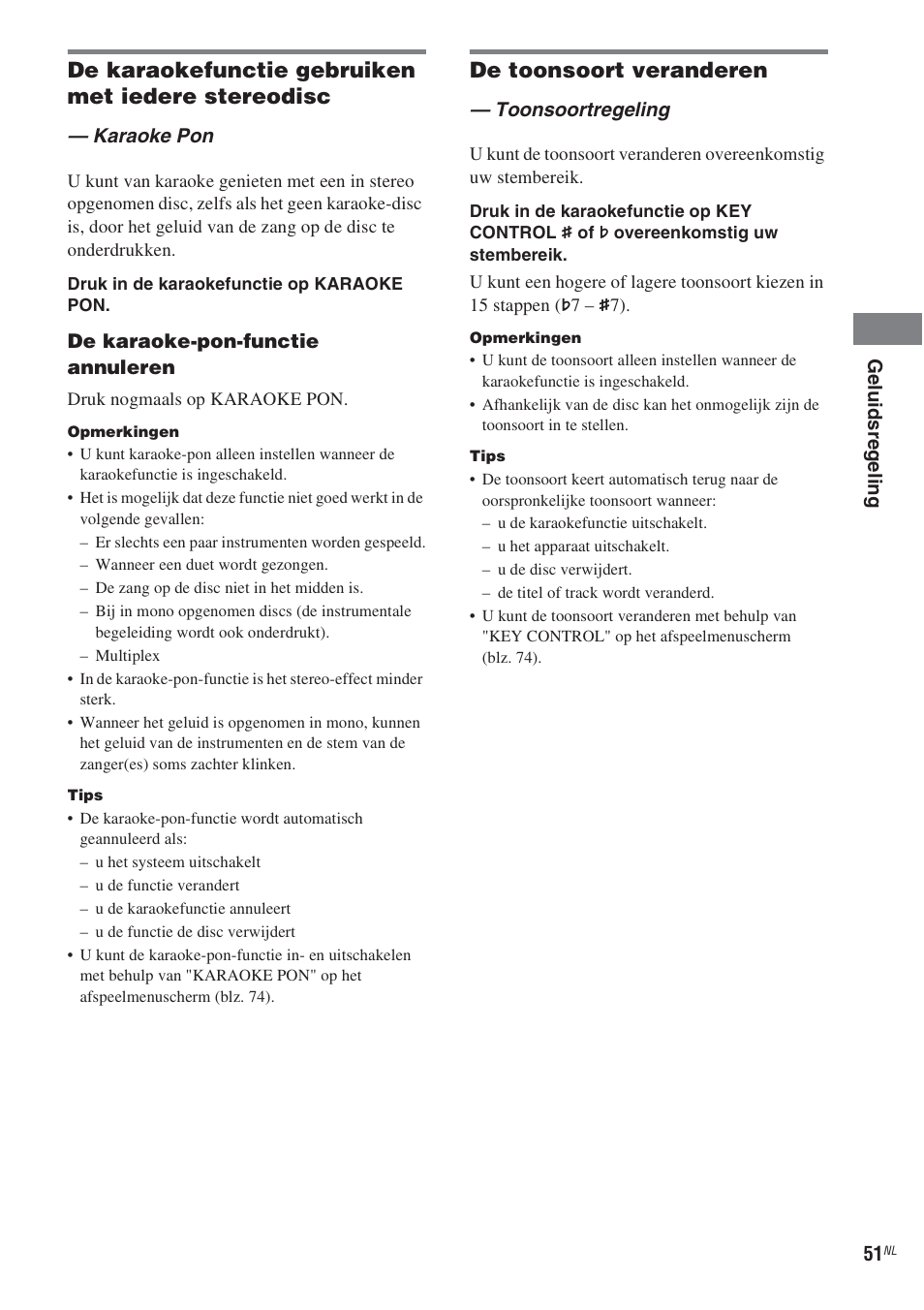 De karaokefunctie gebruiken met iedere stereodisc, De toonsoort veranderen | Sony CMT-WS2D User Manual | Page 133 / 244