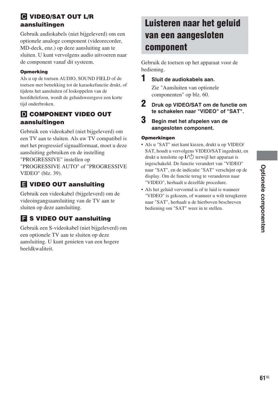 Luisteren naar het geluid van een, Aangesloten component | Sony CMT-WS2D User Manual | Page 143 / 244