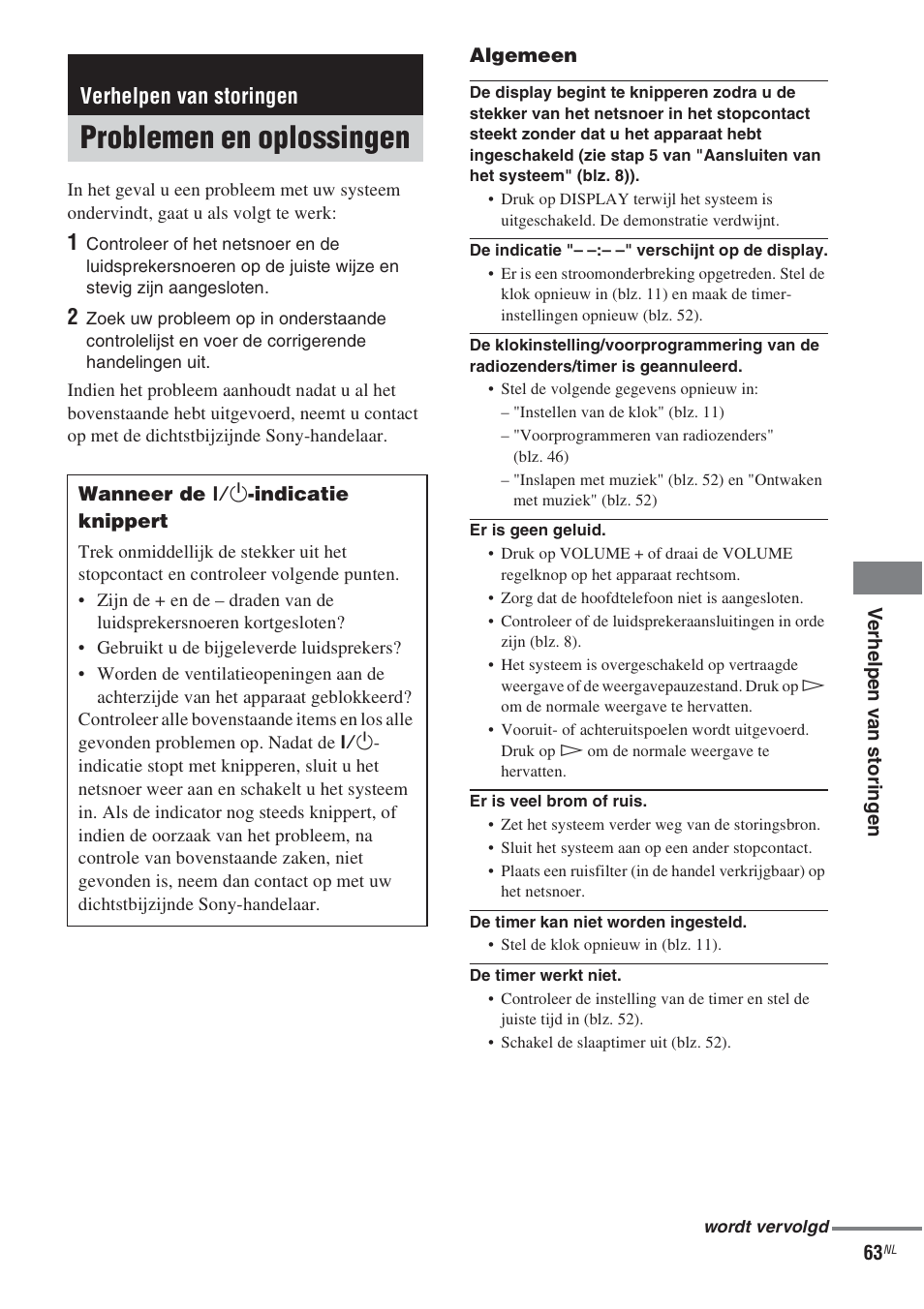 Verhelpen van storingen, Problemen en oplossingen | Sony CMT-WS2D User Manual | Page 145 / 244