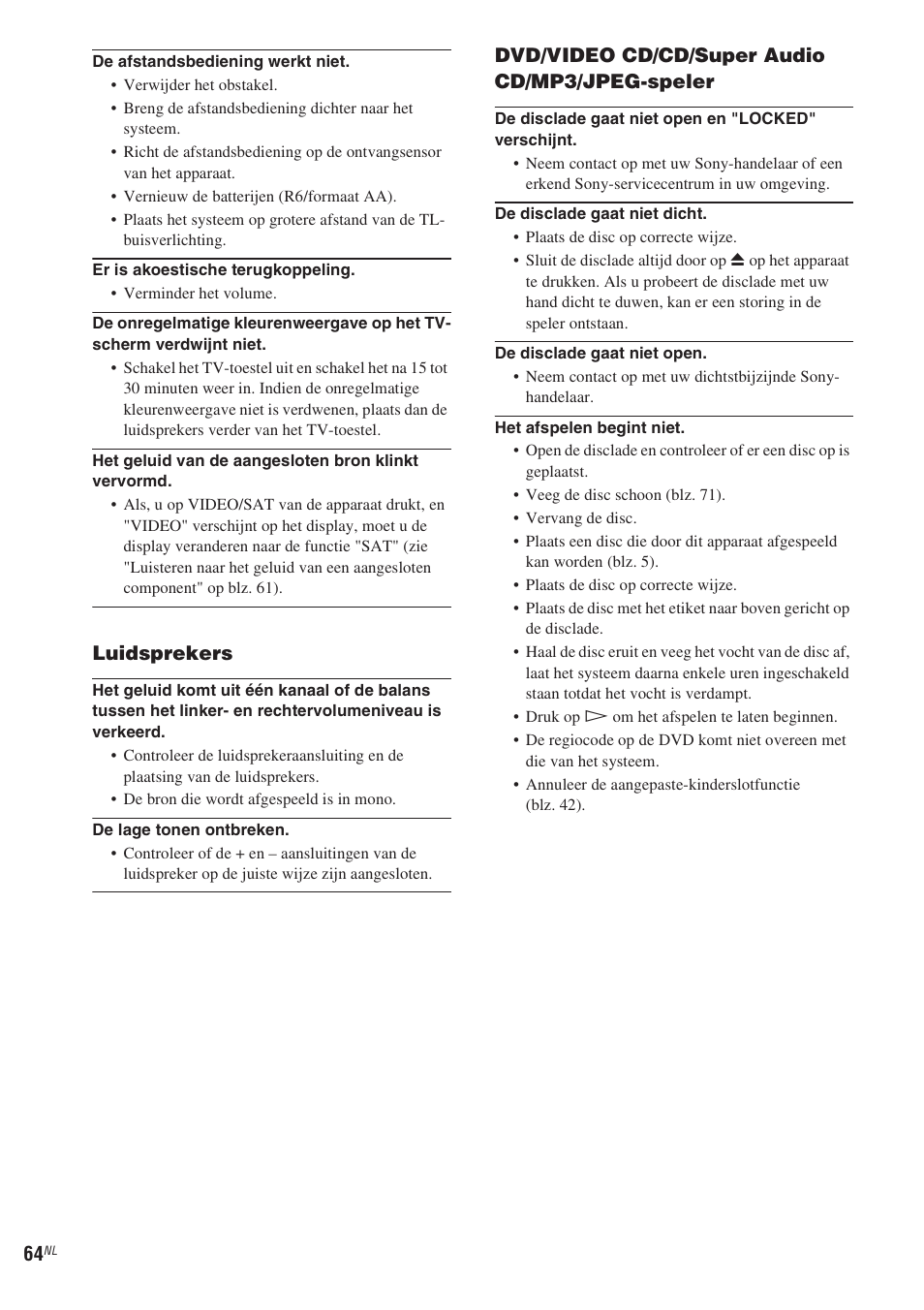 Luidsprekers, Dvd/video cd/cd/super audio cd/mp3/jpeg-speler | Sony CMT-WS2D User Manual | Page 146 / 244