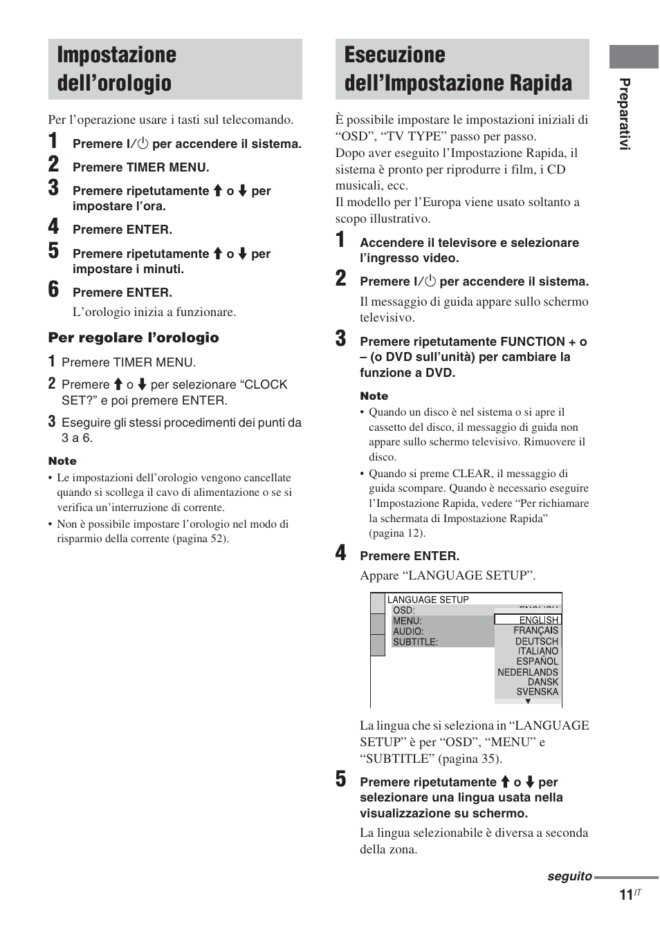 Impostazione dell’orologio, Esecuzione dell’impostazione rapida, Rapida | Sony CMT-WS2D User Manual | Page 175 / 244