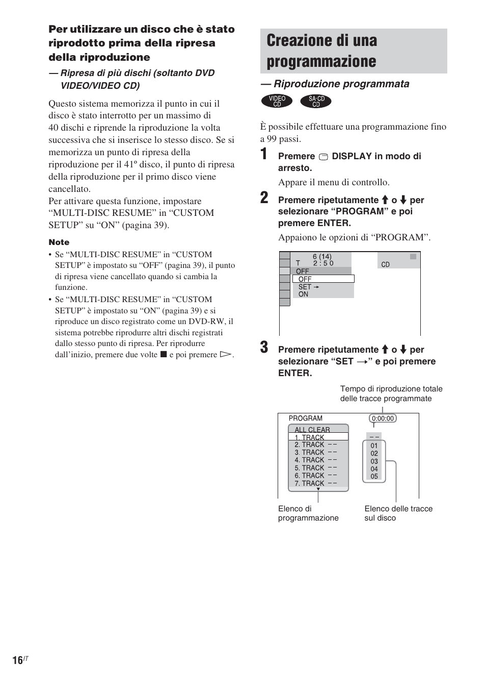 Creazione di una programmazione, Riproduzione programmata | Sony CMT-WS2D User Manual | Page 180 / 244