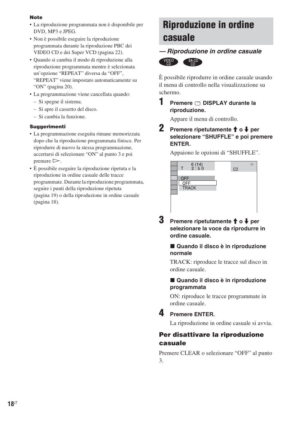 Riproduzione in ordine casuale | Sony CMT-WS2D User Manual | Page 182 / 244