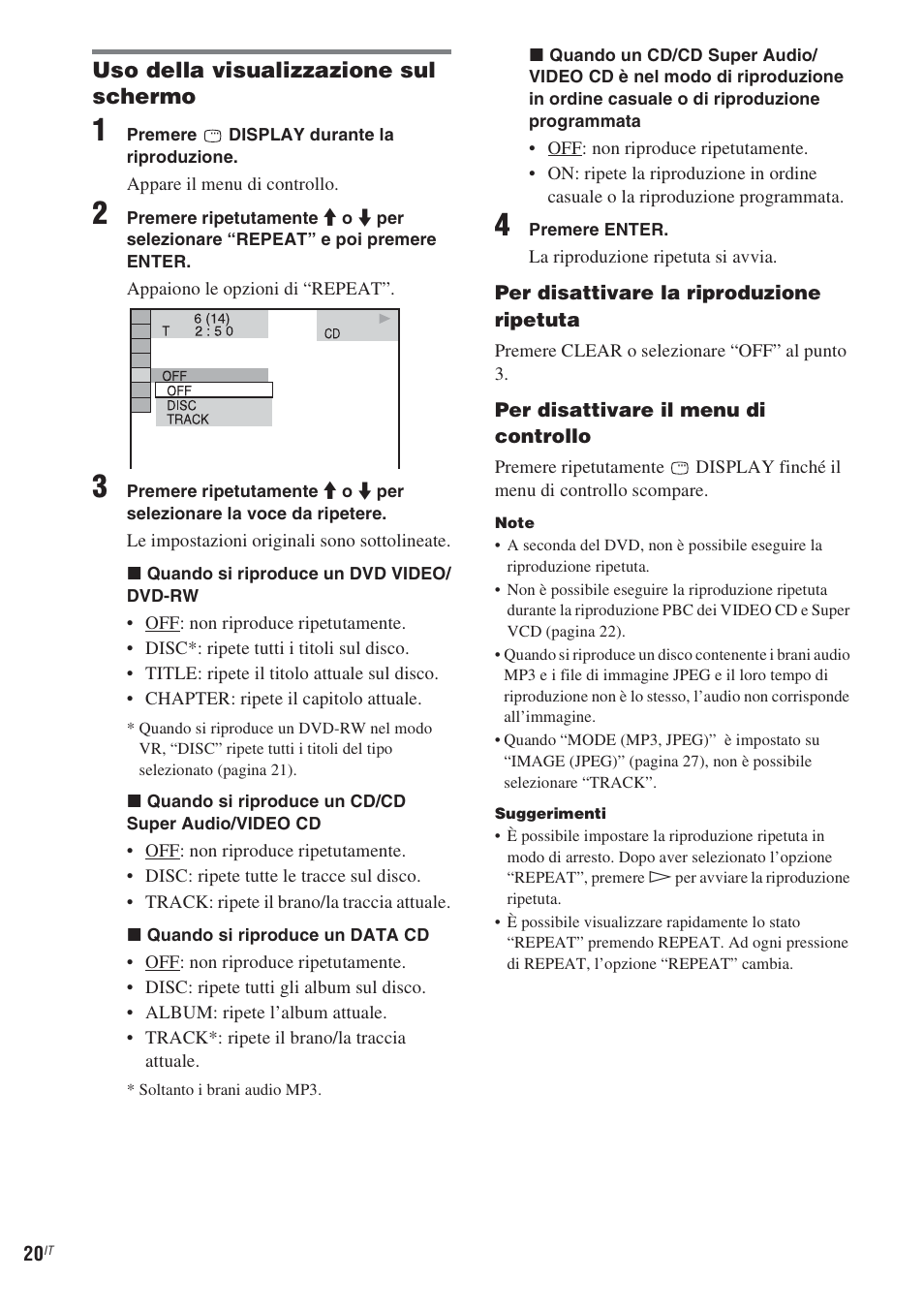 Uso della visualizzazione sul schermo | Sony CMT-WS2D User Manual | Page 184 / 244