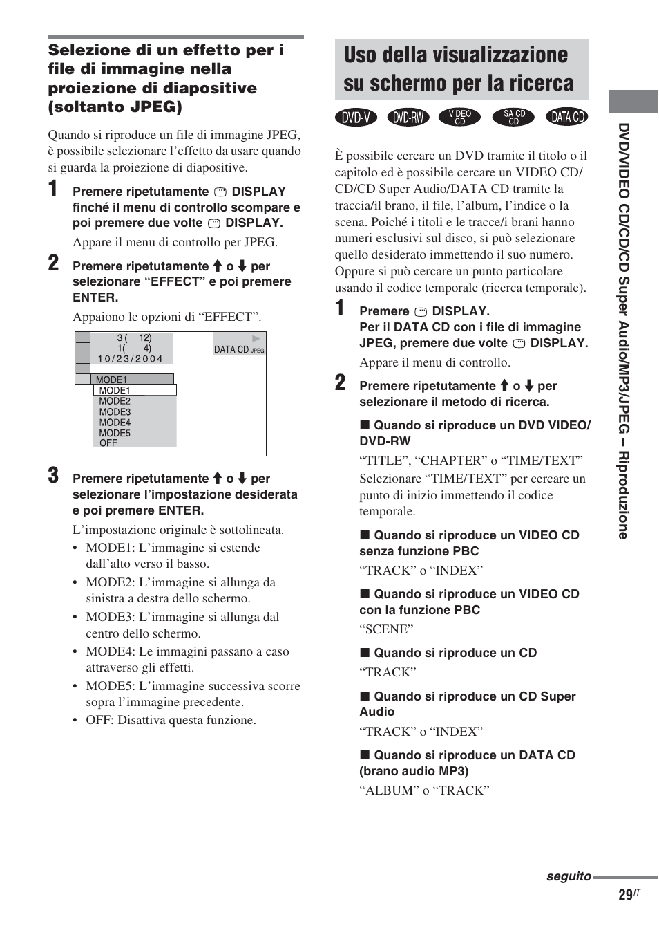 Uso della visualizzazione su schermo per, La ricerca | Sony CMT-WS2D User Manual | Page 193 / 244