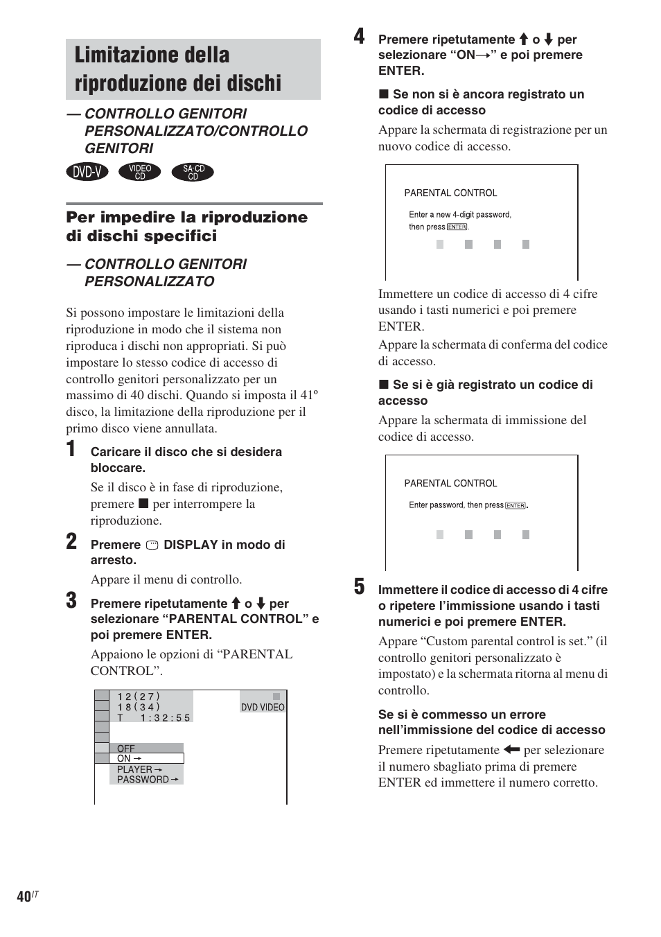 Limitazione della riproduzione dei dischi, Limitazione della riproduzione dei | Sony CMT-WS2D User Manual | Page 204 / 244