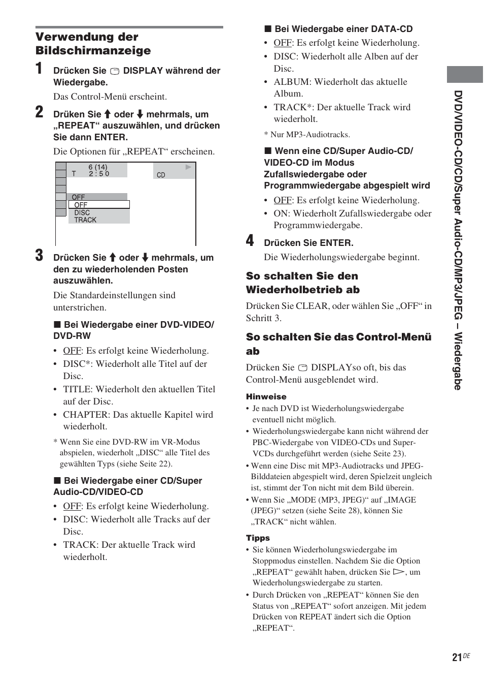 Siehe seite 21) | Sony CMT-WS2D User Manual | Page 21 / 244