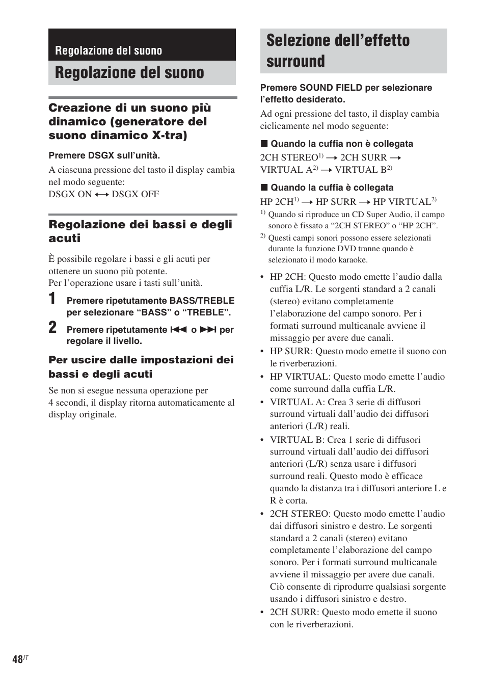 Regolazione del suono, Selezione dell’effetto surround | Sony CMT-WS2D User Manual | Page 212 / 244