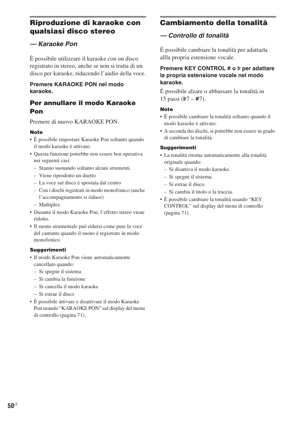 Riproduzione di karaoke con qualsiasi disco stereo, Cambiamento della tonalità | Sony CMT-WS2D User Manual | Page 214 / 244