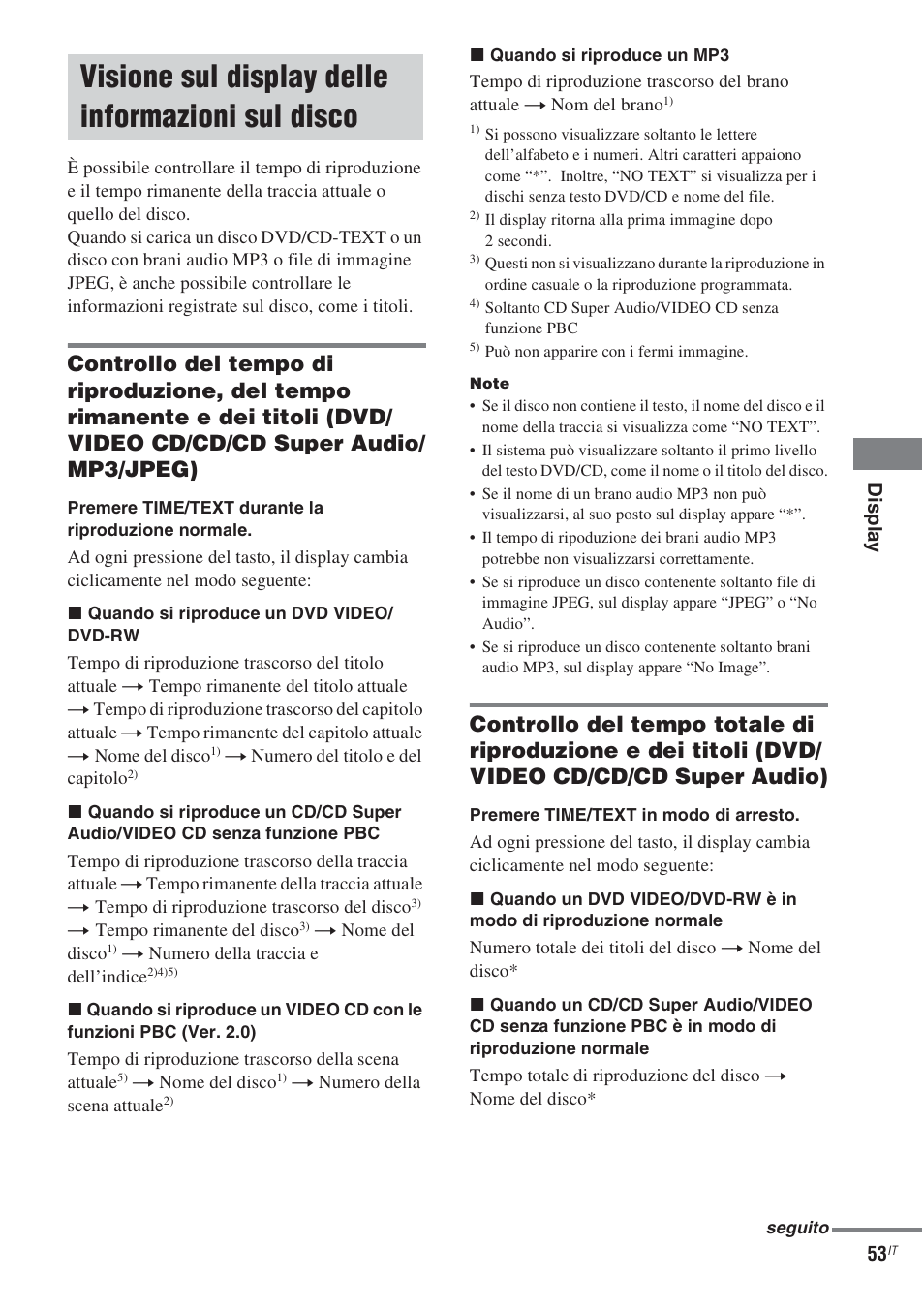 Visione sul display delle informazioni sul disco, Visione sul display delle informazioni, Sul disco | Sony CMT-WS2D User Manual | Page 217 / 244