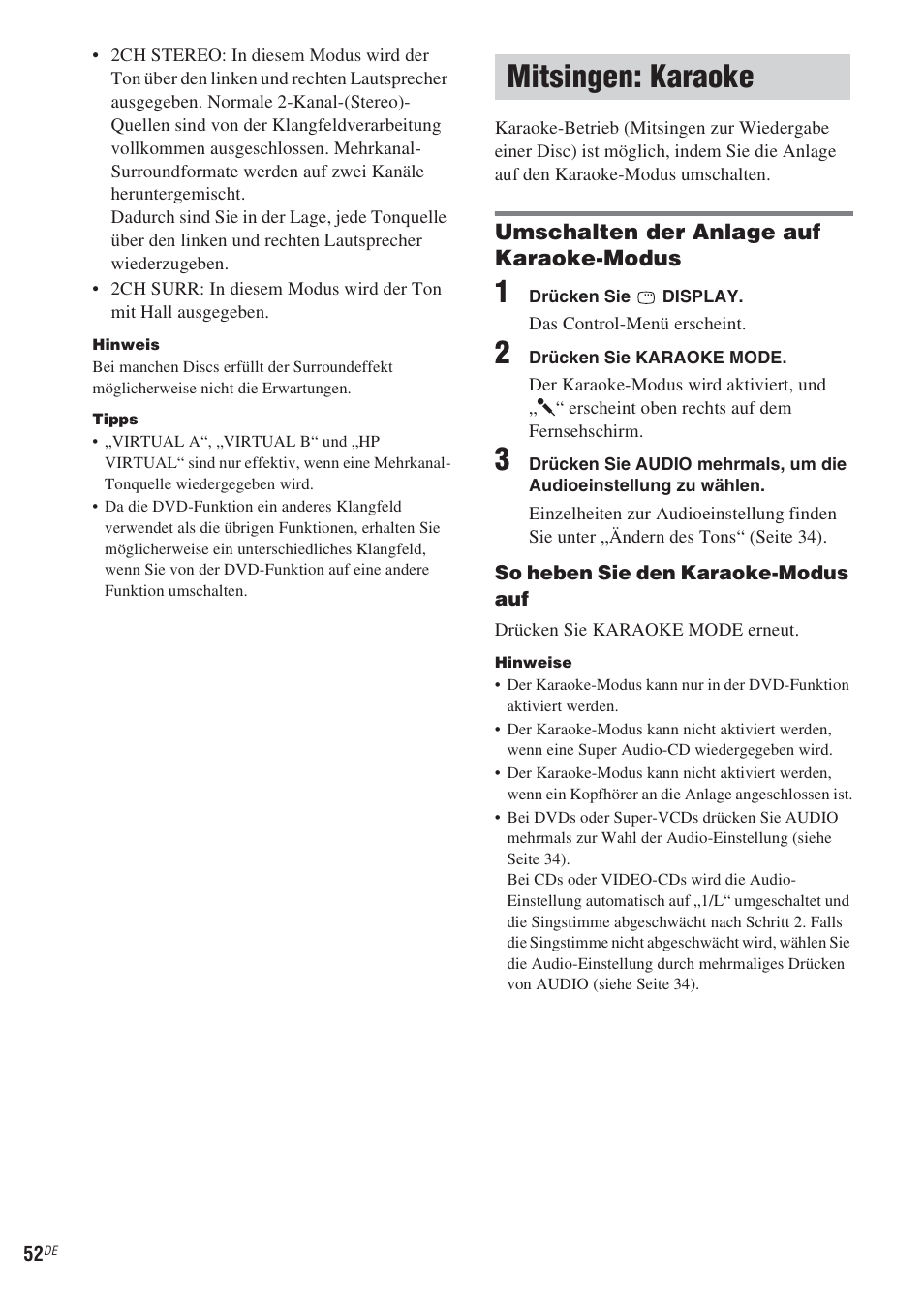 Mitsingen: karaoke | Sony CMT-WS2D User Manual | Page 52 / 244