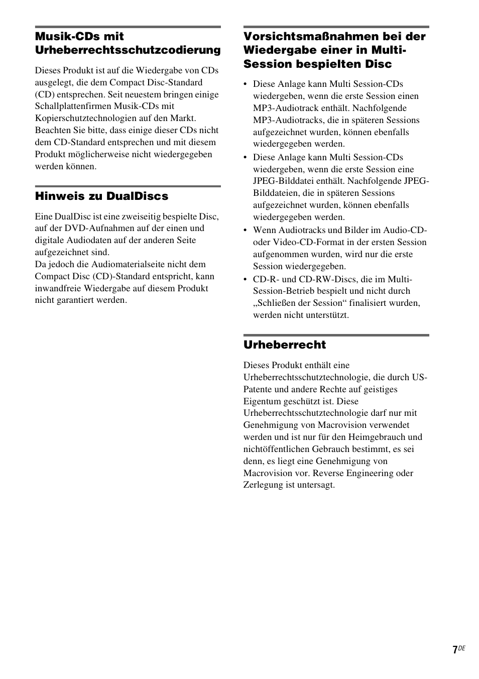 Sony CMT-WS2D User Manual | Page 7 / 244