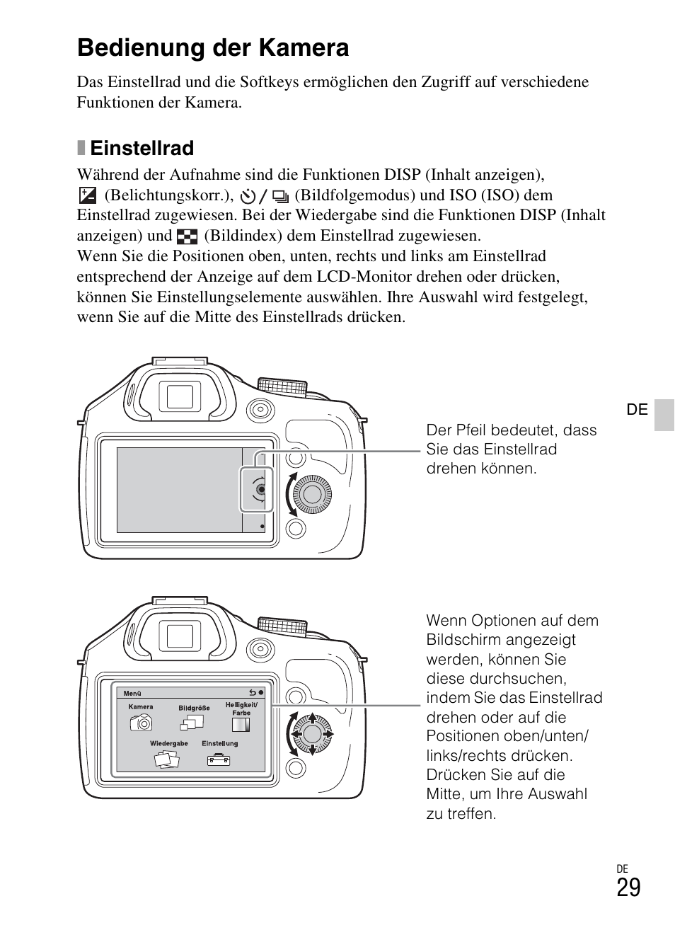 Bedienung der kamera, Xeinstellrad | Sony ILCE-3000 User Manual | Page 143 / 579