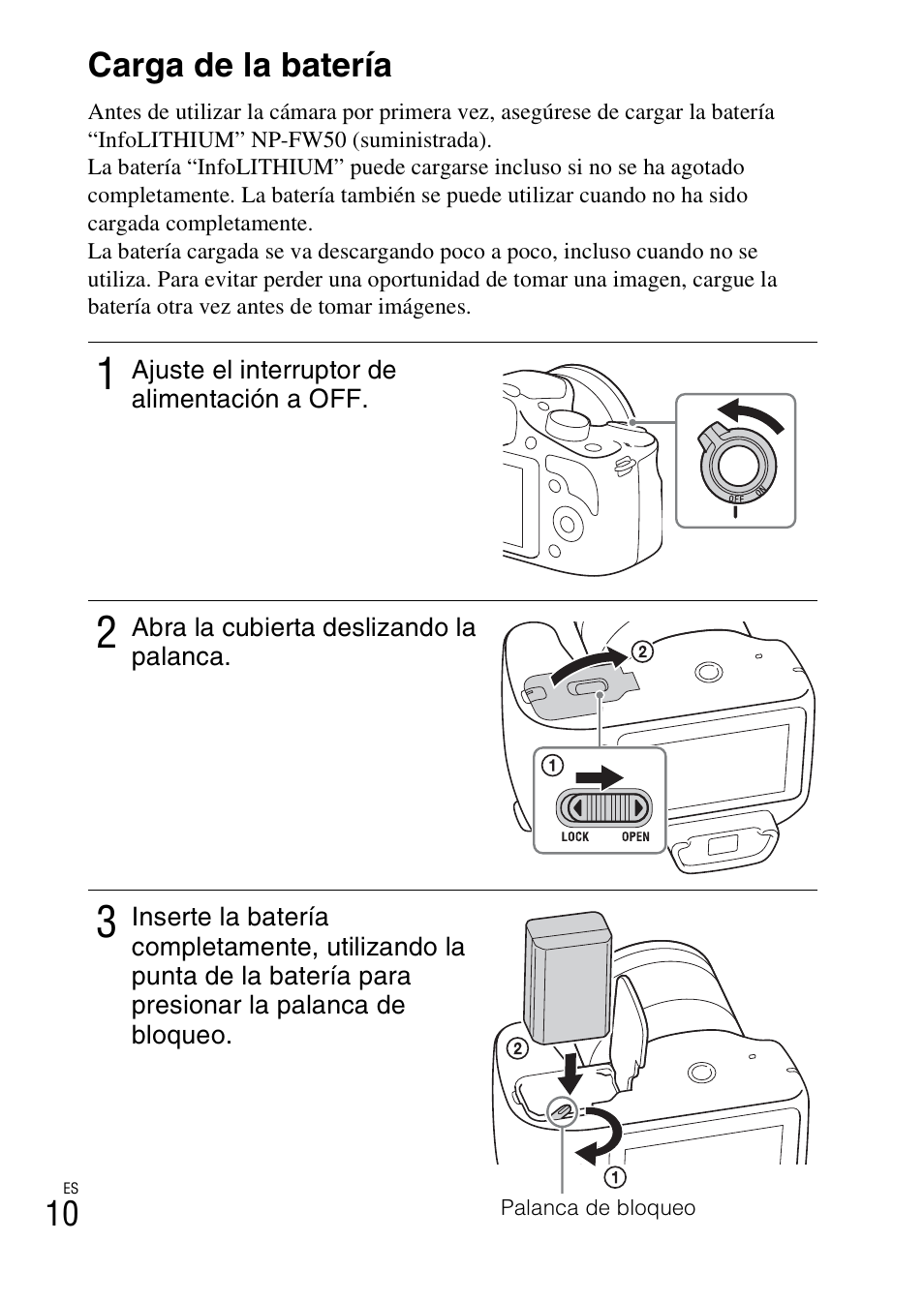 Carga de la batería | Sony ILCE-3000 User Manual | Page 180 / 579