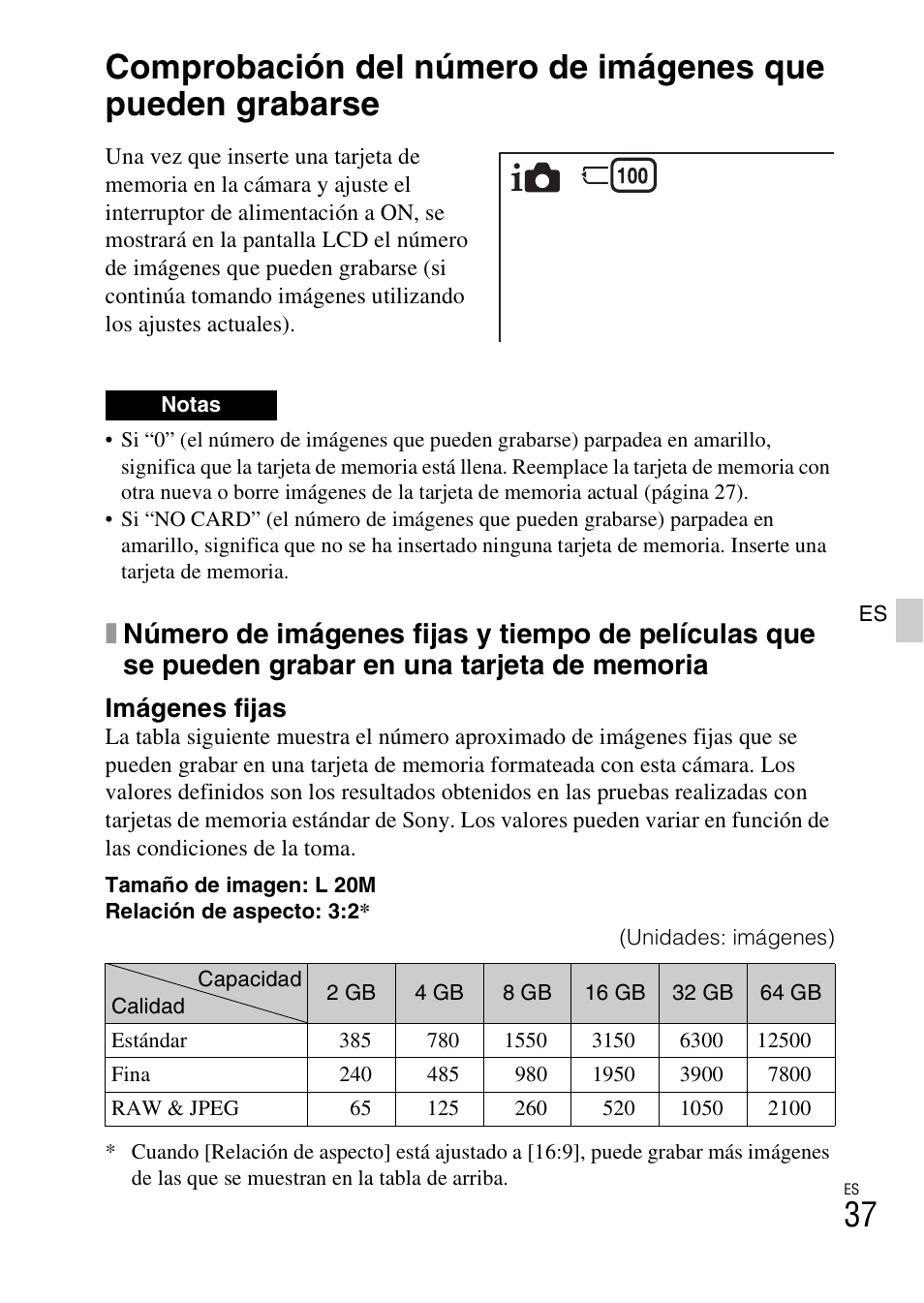 Otros, Imágenes fijas | Sony ILCE-3000 User Manual | Page 207 / 579