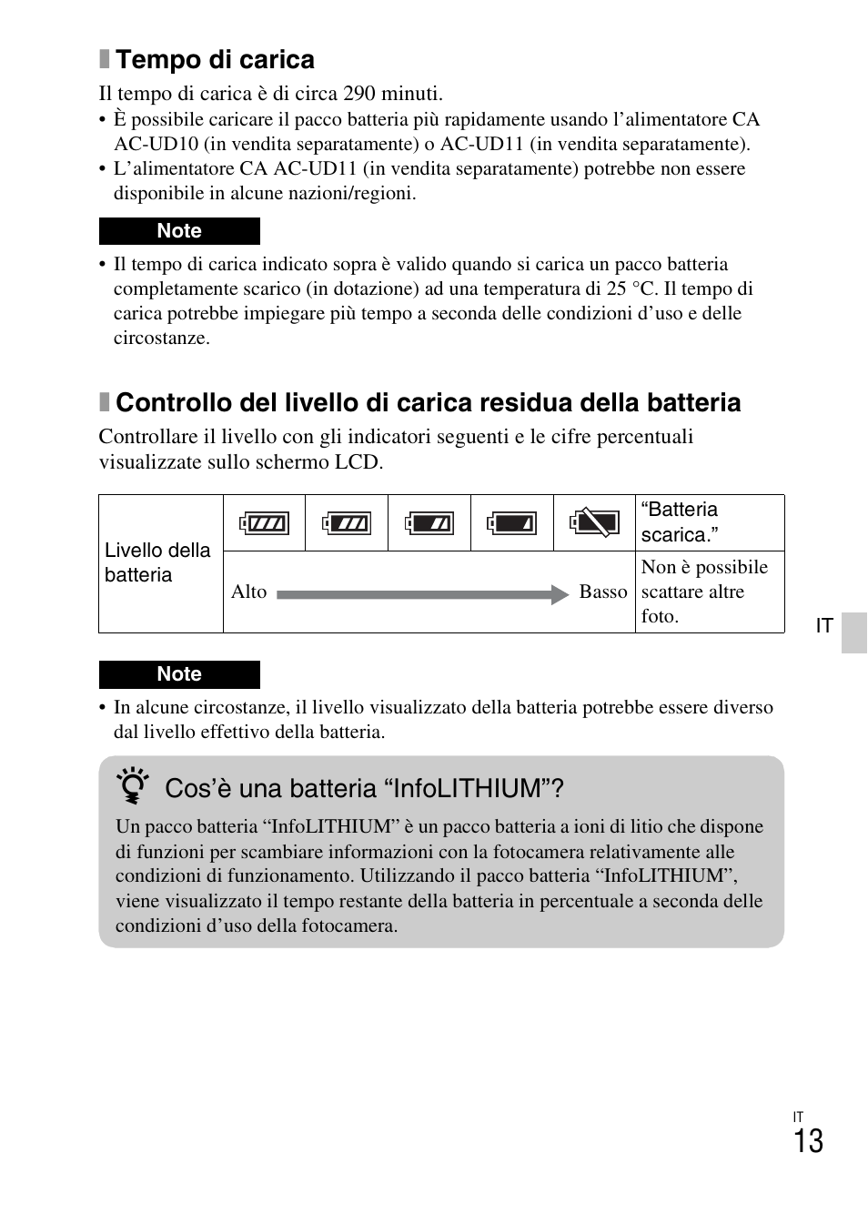 Xtempo di carica, Cos’è una batteria “infolithium | Sony ILCE-3000 User Manual | Page 239 / 579