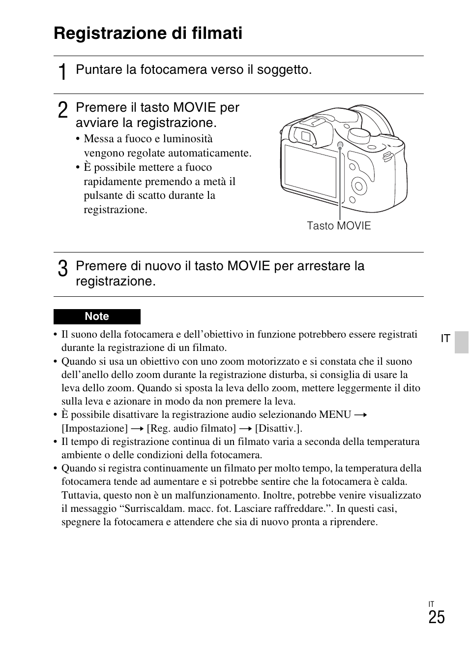 Registrazione di filmati | Sony ILCE-3000 User Manual | Page 251 / 579