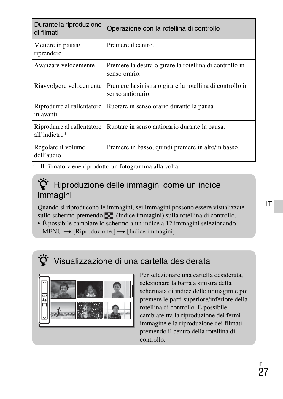 Visualizzazione di una cartella desiderata | Sony ILCE-3000 User Manual | Page 253 / 579