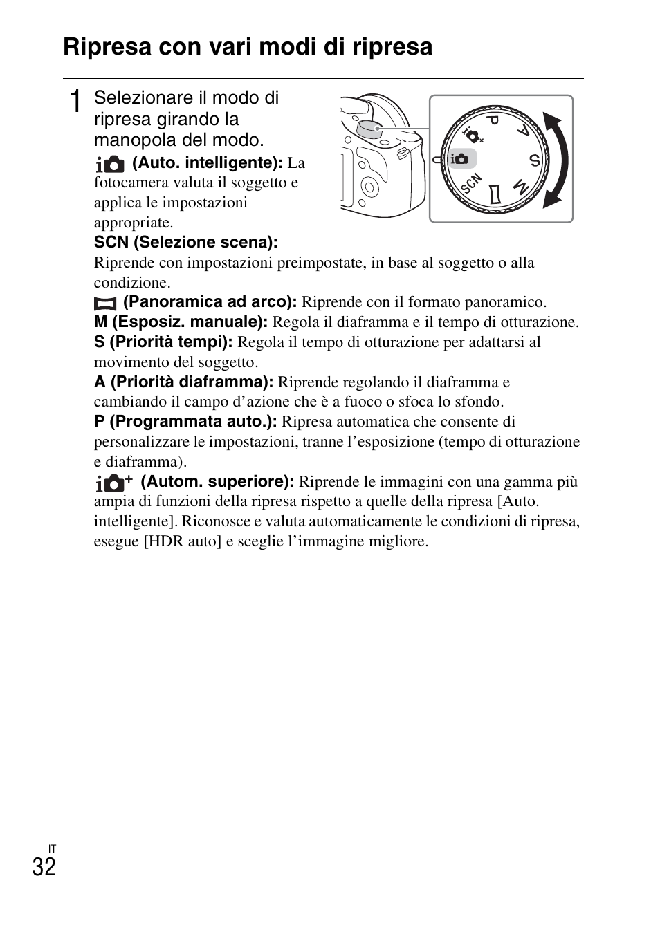 Uso delle funzioni di registrazione, Ripresa con vari modi di ripresa, 32 ripresa con vari modi di ripresa | Sony ILCE-3000 User Manual | Page 258 / 579