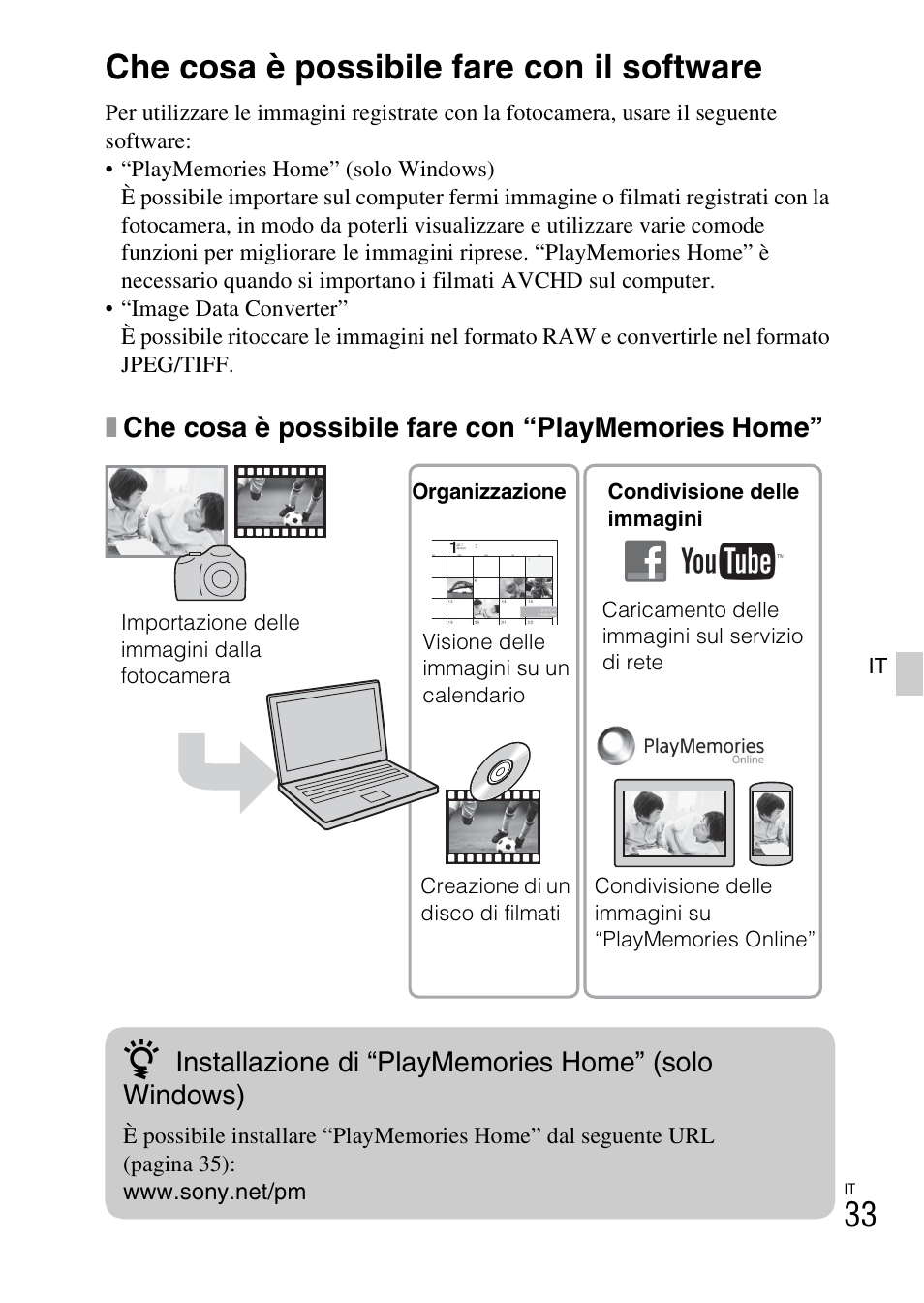 Visione delle immagini su un computer, Che cosa è possibile fare con il software | Sony ILCE-3000 User Manual | Page 259 / 579