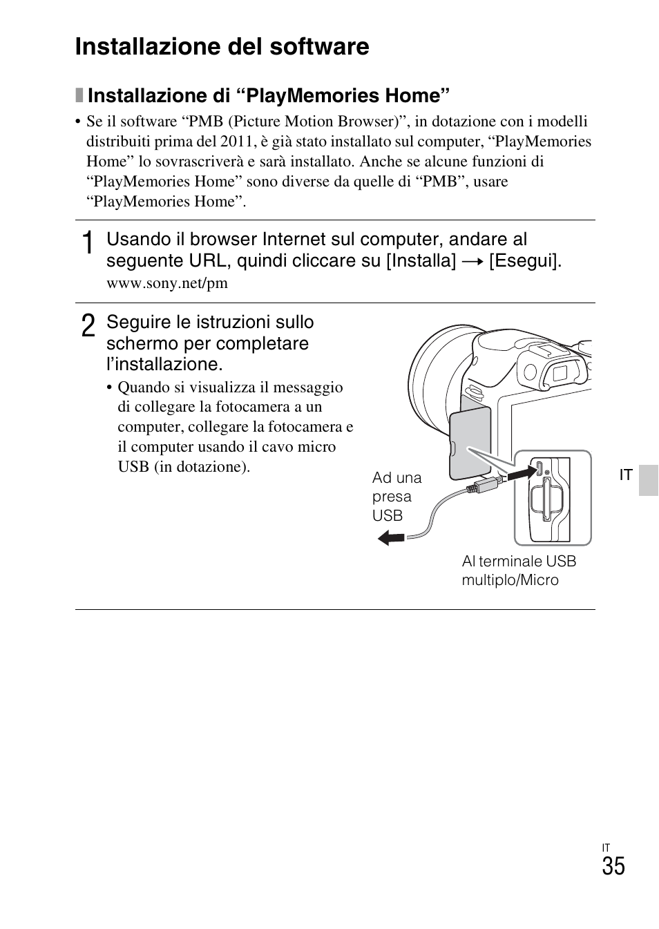 Installazione del software | Sony ILCE-3000 User Manual | Page 261 / 579