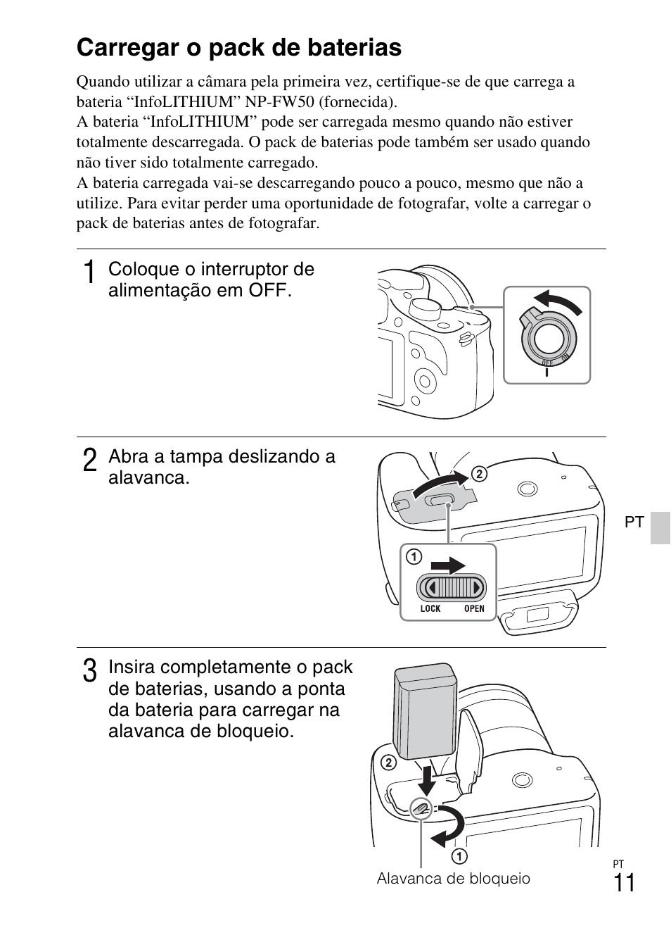 Carregar o pack de baterias | Sony ILCE-3000 User Manual | Page 293 / 579