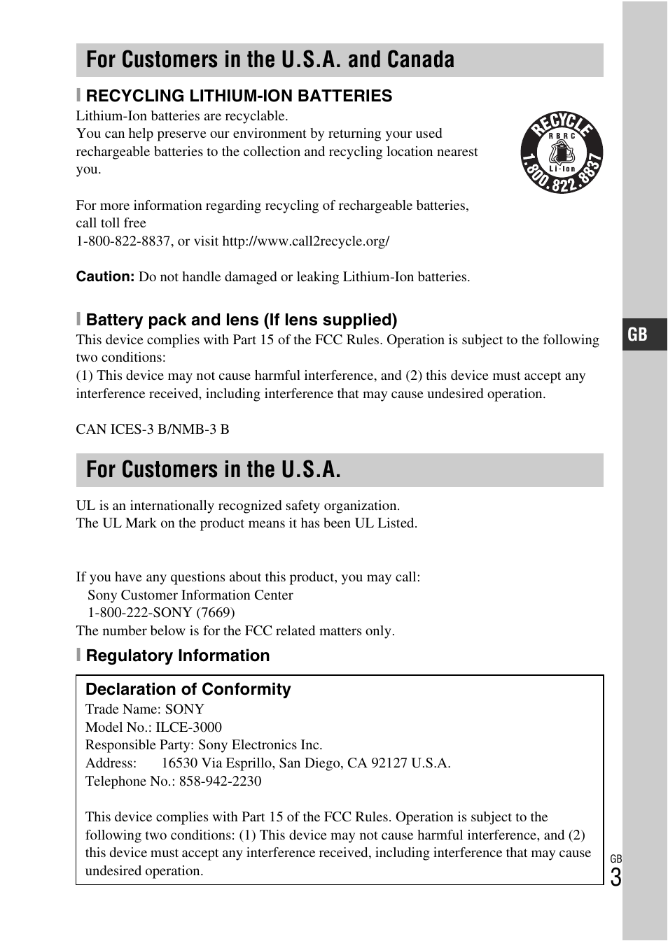 Sony ILCE-3000 User Manual | Page 3 / 579