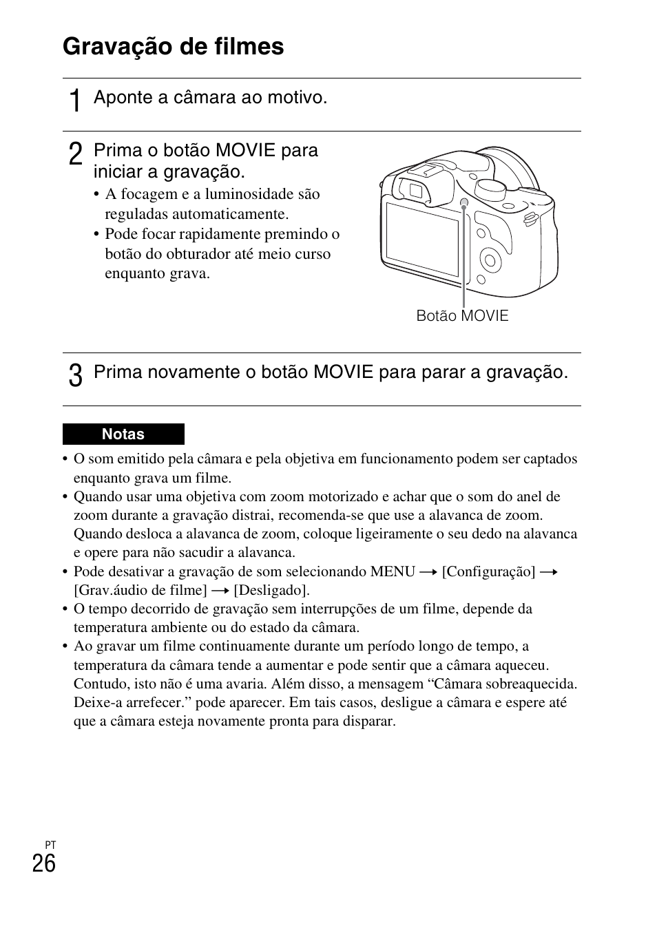 Gravação de filmes, E (26), 26 gravação de filmes | Sony ILCE-3000 User Manual | Page 308 / 579