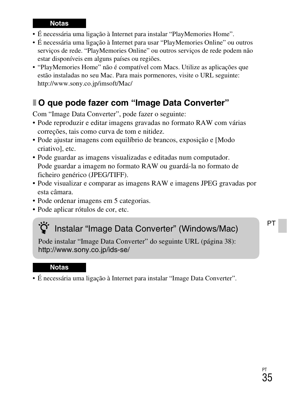 Xo que pode fazer com “image data converter, Instalar “image data converter” (windows/mac) | Sony ILCE-3000 User Manual | Page 317 / 579