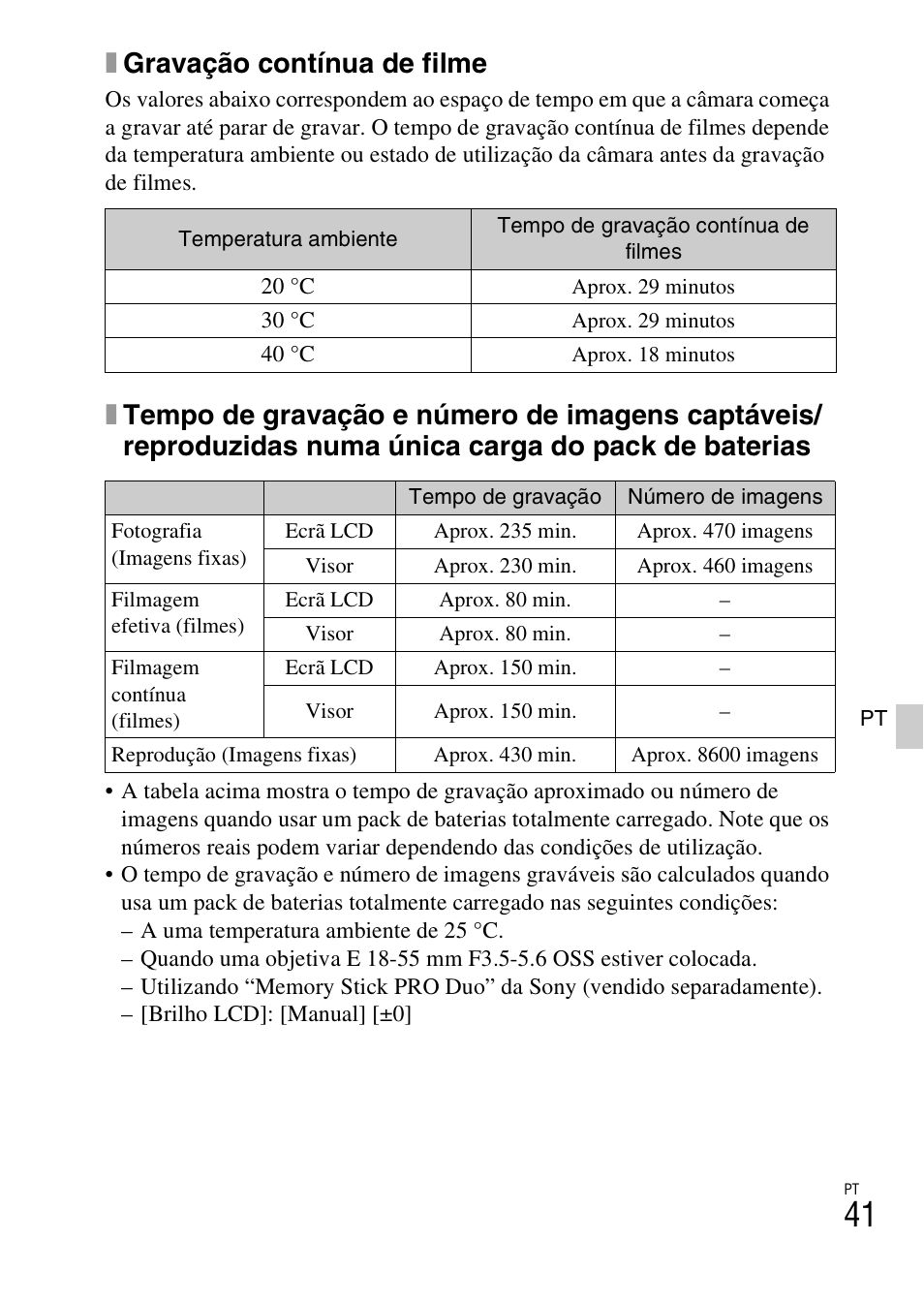 Xgravação contínua de filme | Sony ILCE-3000 User Manual | Page 323 / 579