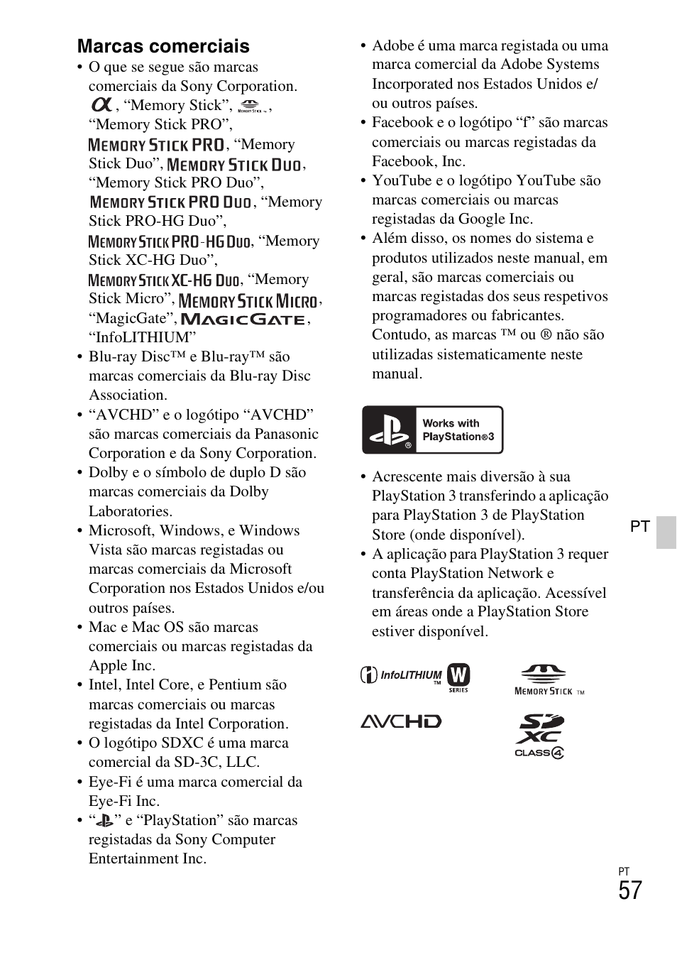 Marcas comerciais | Sony ILCE-3000 User Manual | Page 339 / 579