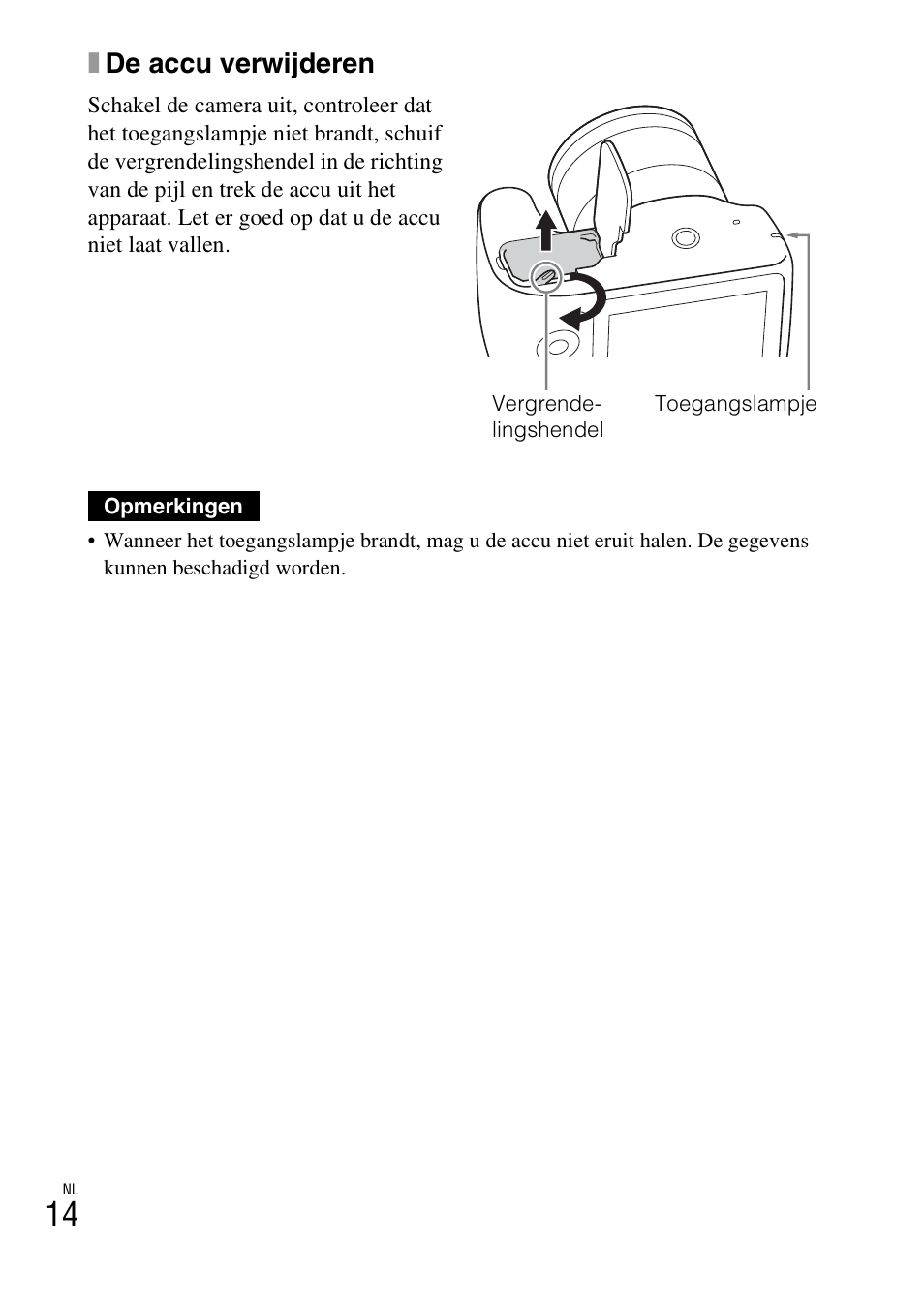 Xde accu verwijderen | Sony ILCE-3000 User Manual | Page 354 / 579